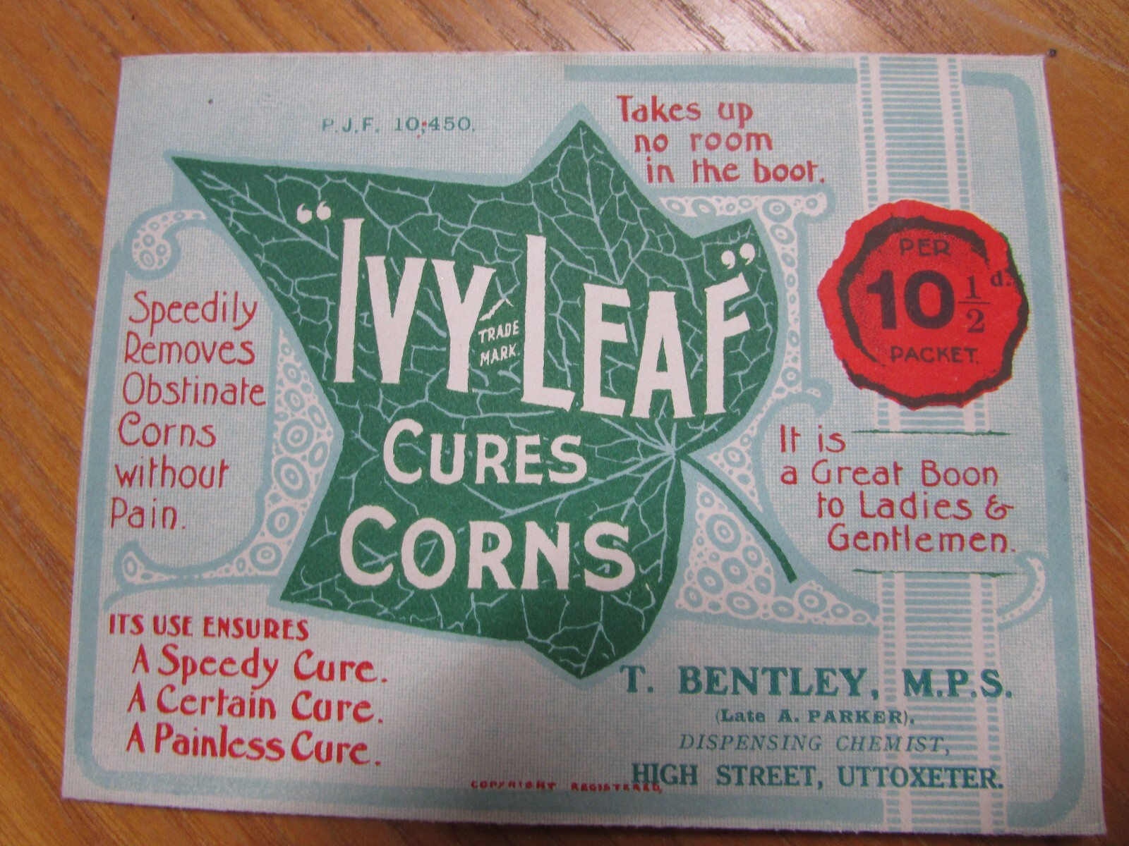 1900s IVY LEAF CORN CURE Paper Envelope CANNABIS Indian HEMP Apothecary PHARMACY