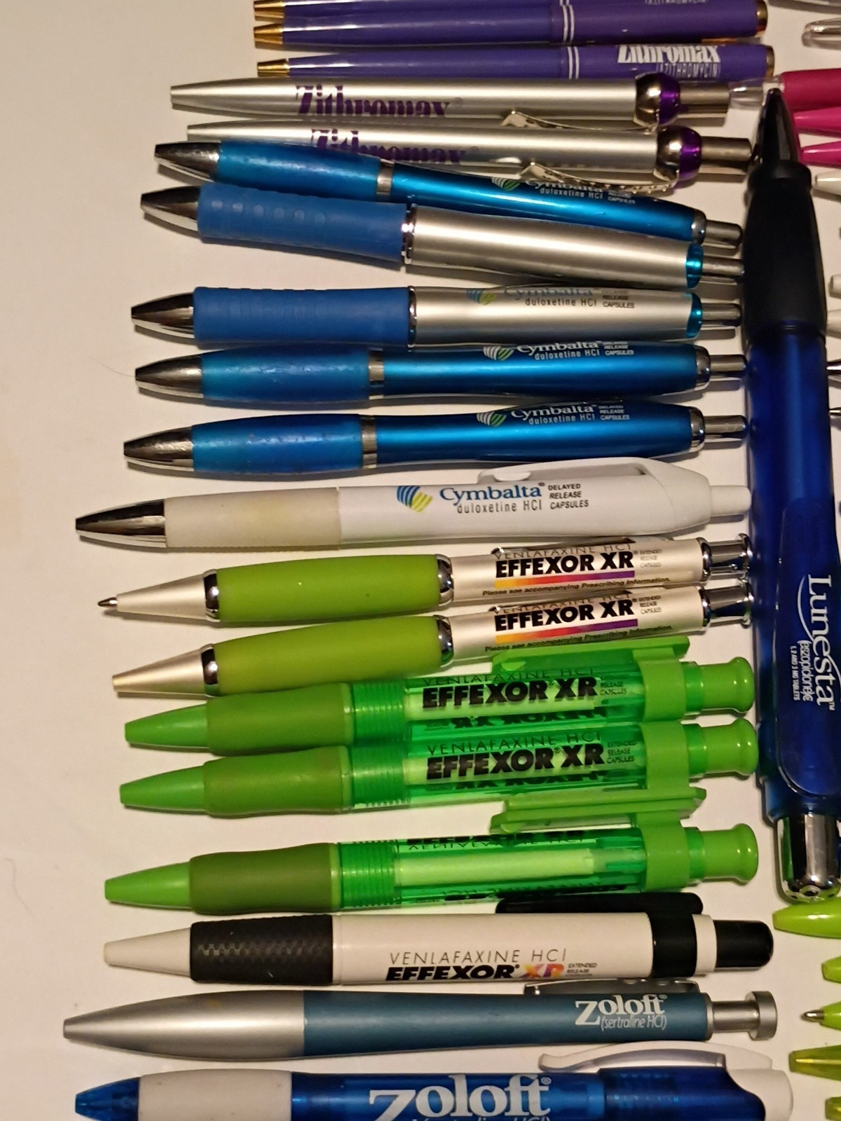 Pharmaceutical Ballpoint Pens Drug Rep Promo Lot of 80 Zoloft, Celebrex, Zyrtec