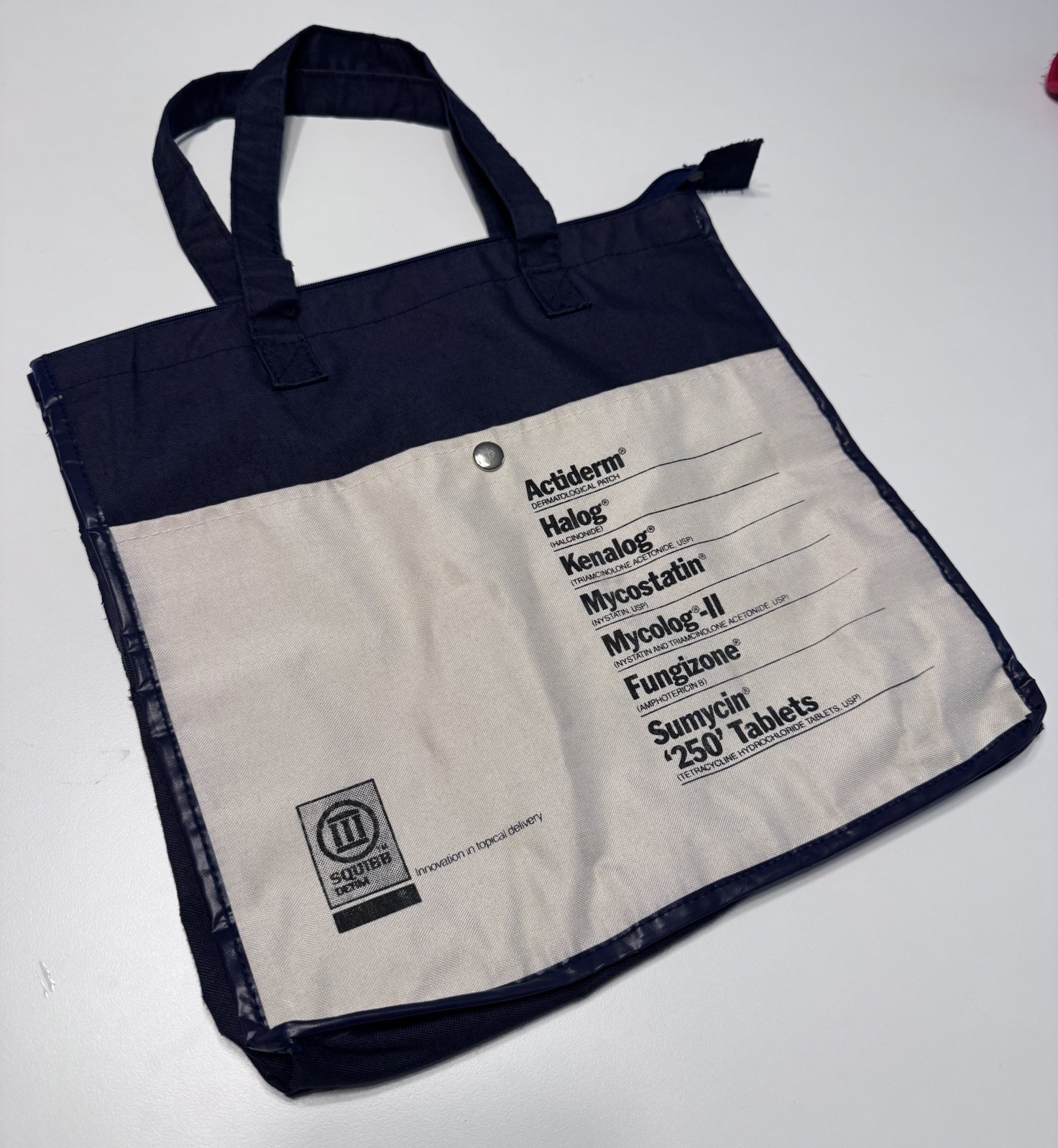 Pharmacy Rep Squibb Derm Vintage Tote Bag Promo Pharma Advertising CLEAN