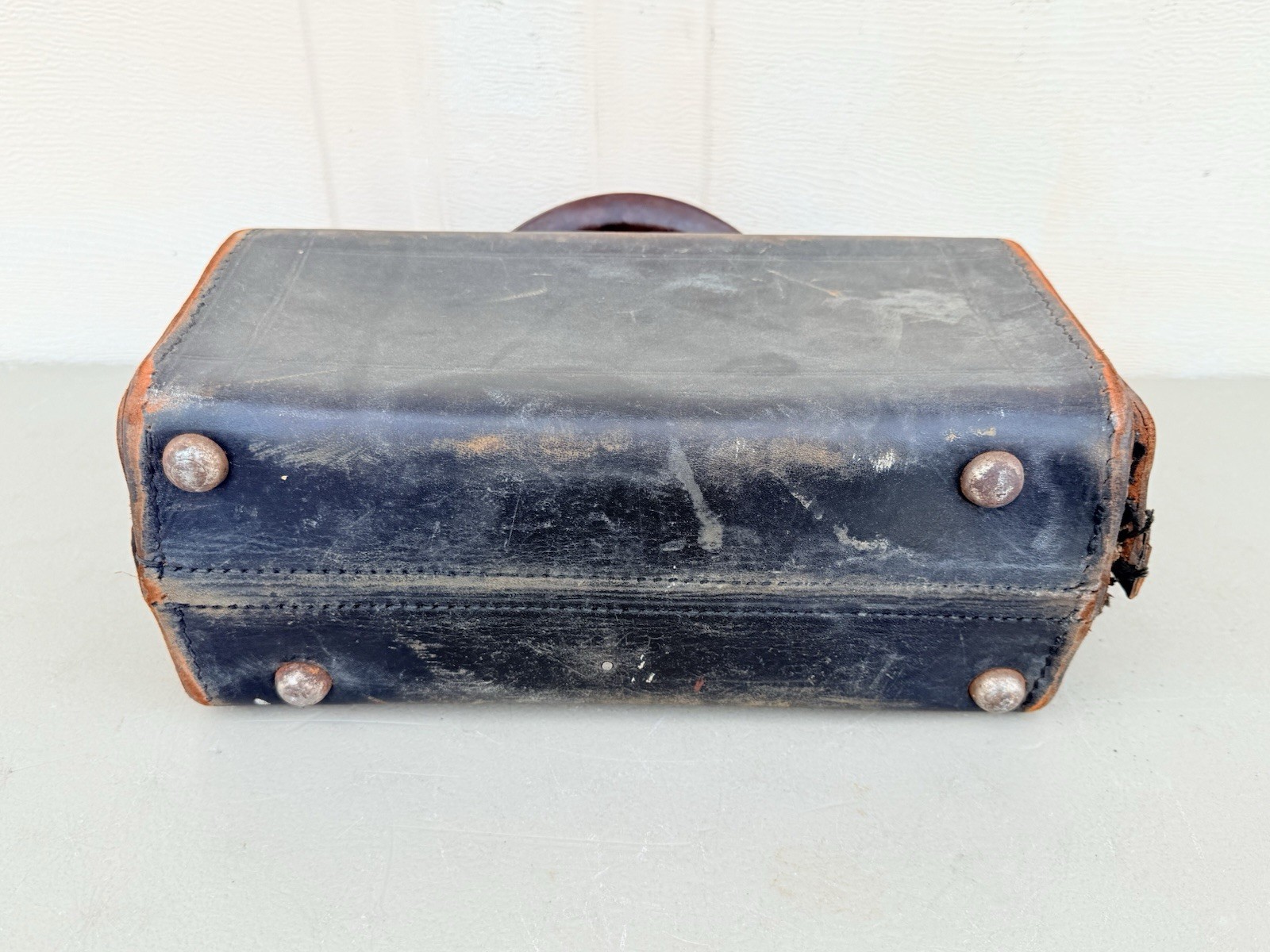 Antique Rare Doctor’s Medicine Kit Leather Travel Bag with Empty Vials