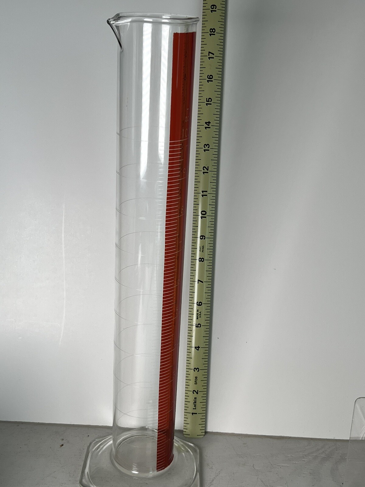 Vtg 1000 ML 20c Red Glass Scale Measurement Pyrex Chemistry Pharmacy Mint- NR
