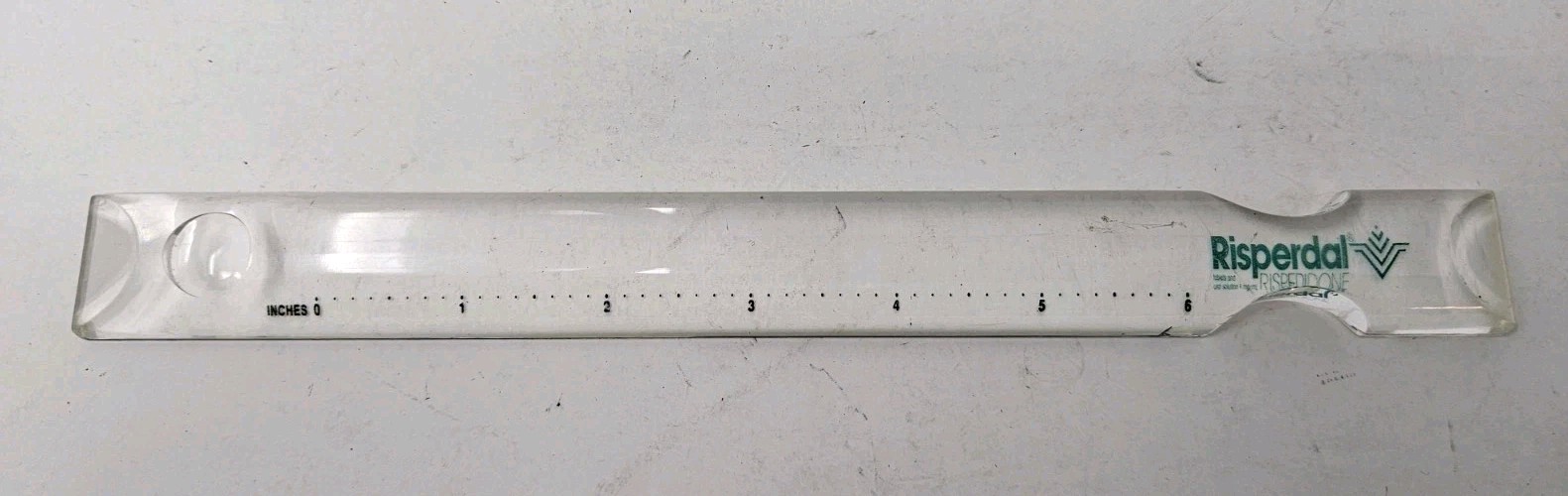 VTG Risperdal Risperidone Drug Rep Swag Hard Plastic Acrylic Magnifying Ruler