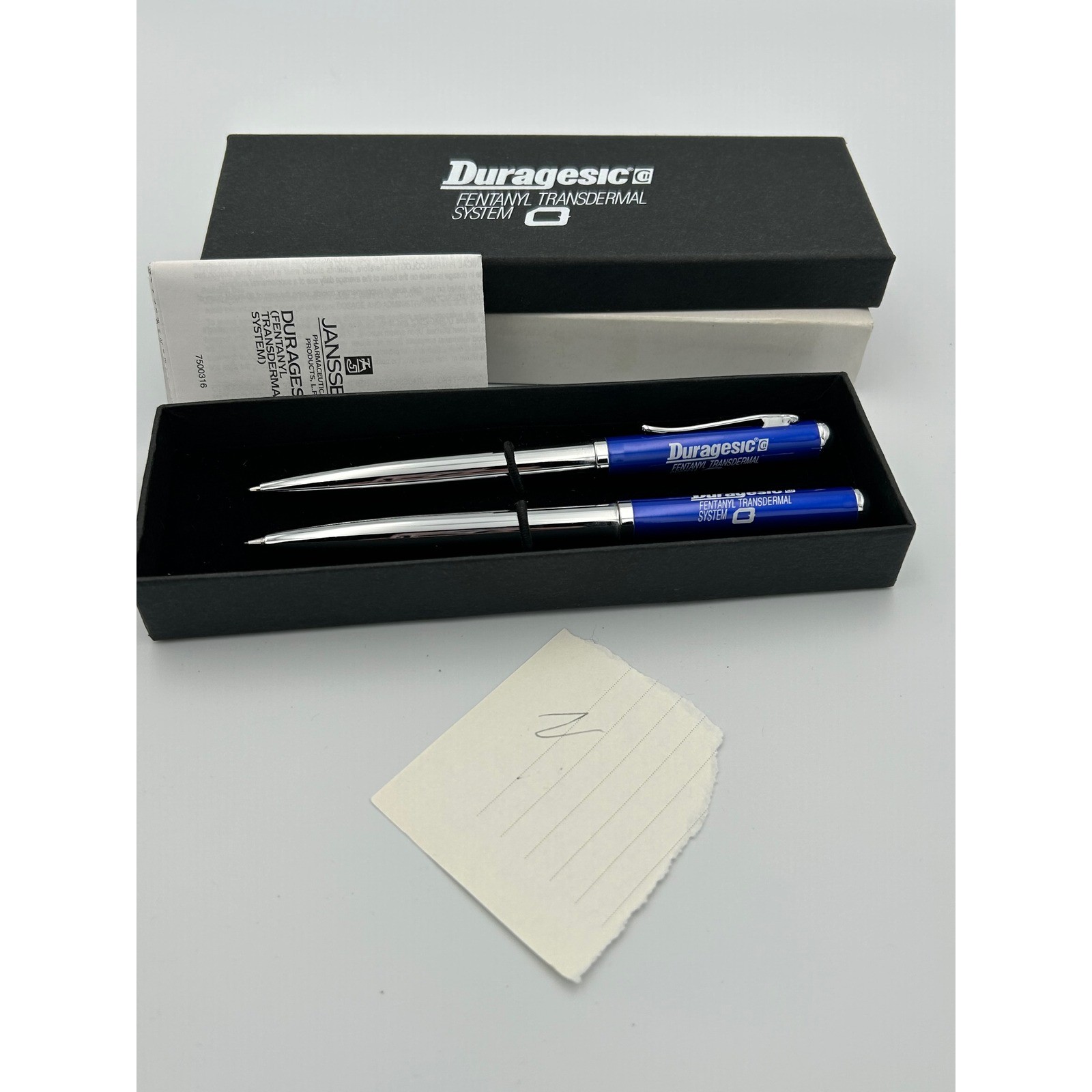 Vintage Duragesic Fentanyl Transdermal System Pharma Rep Pen & Pencil Set Boxed