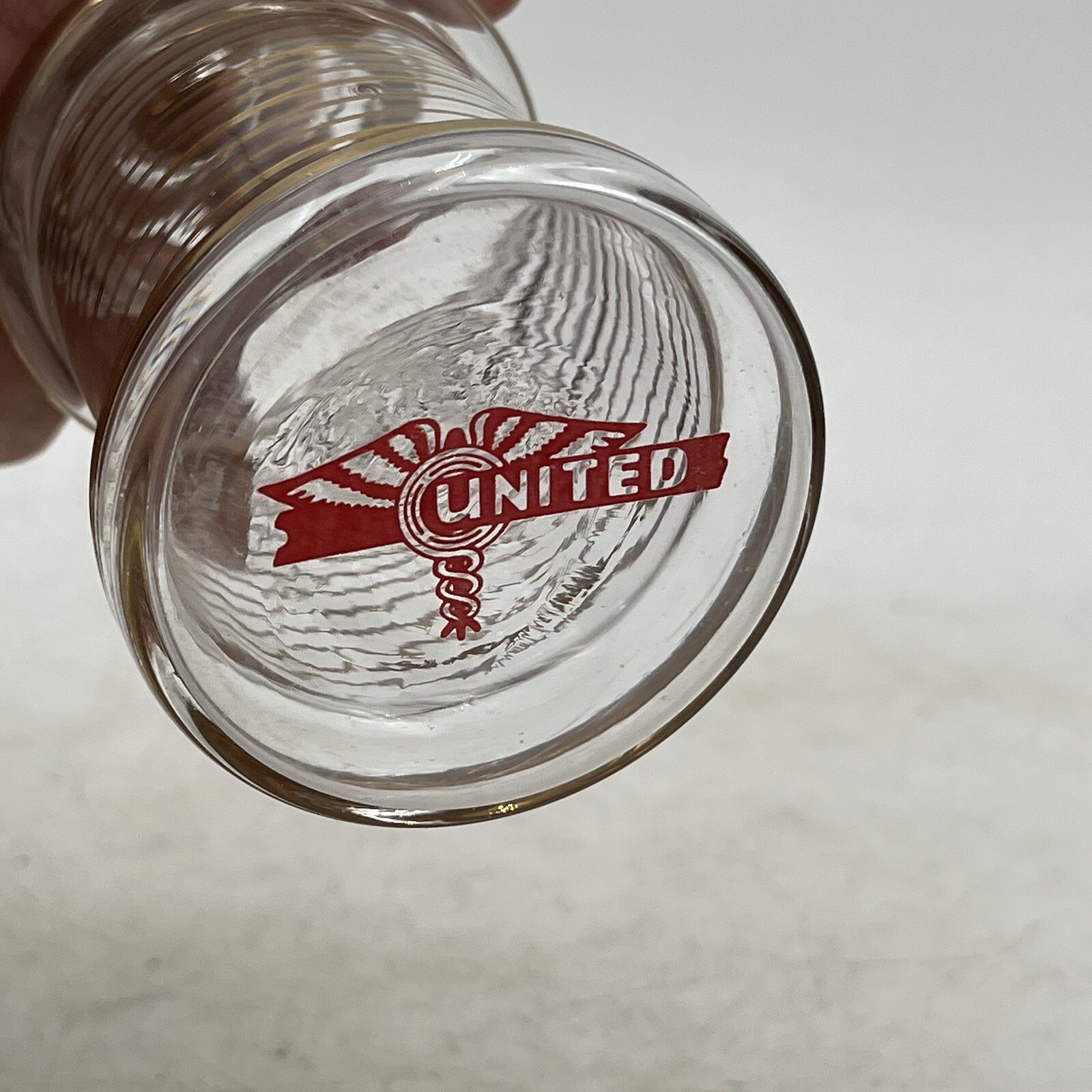 4- VTG WW2 APOTHECARY Jar Glass Medical Canister Winged United Logo Medicinal