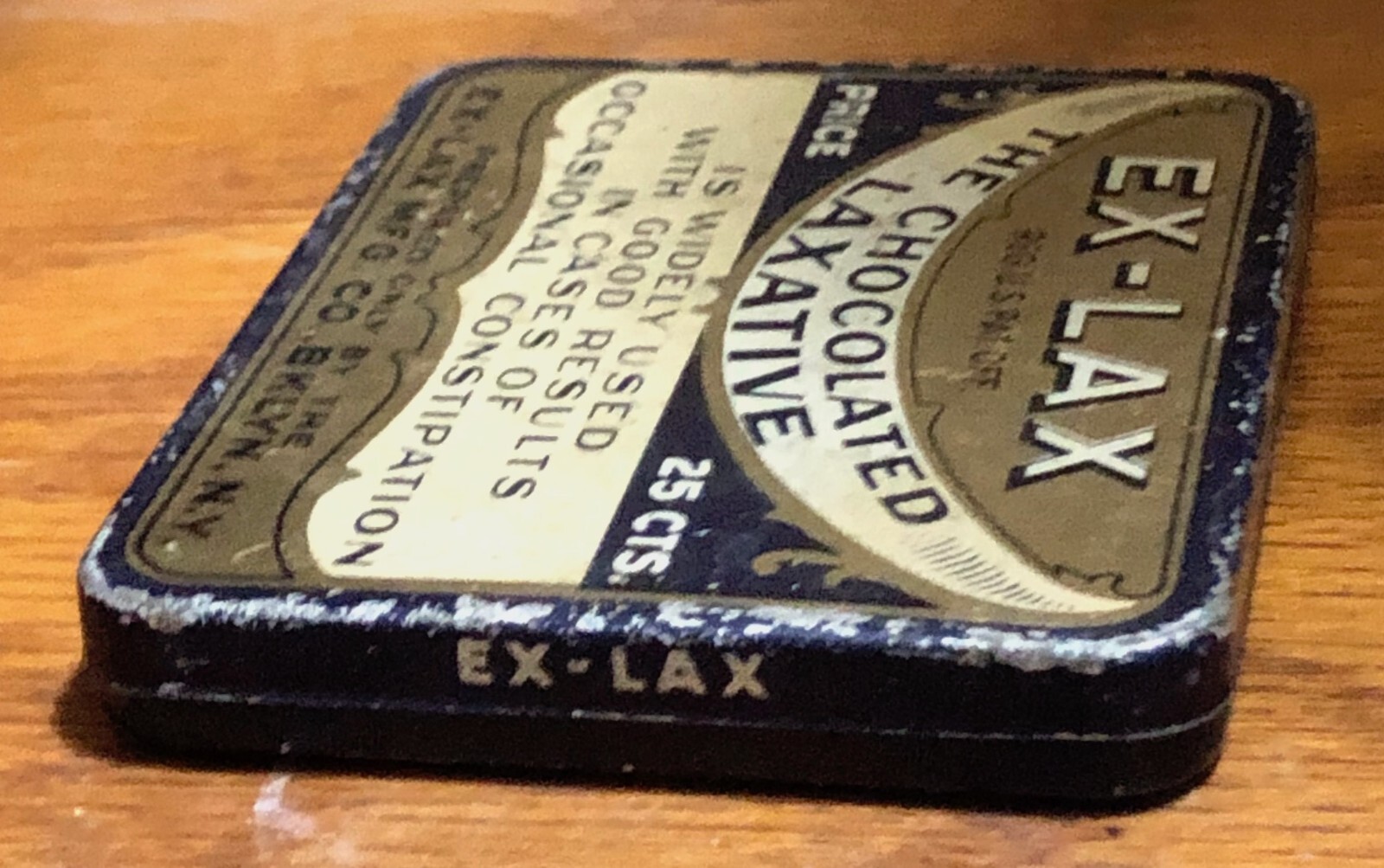 Antique Ex-Lax Tin 1930 Original Chocolate Laxative Pharmacy Medicine RX Medical