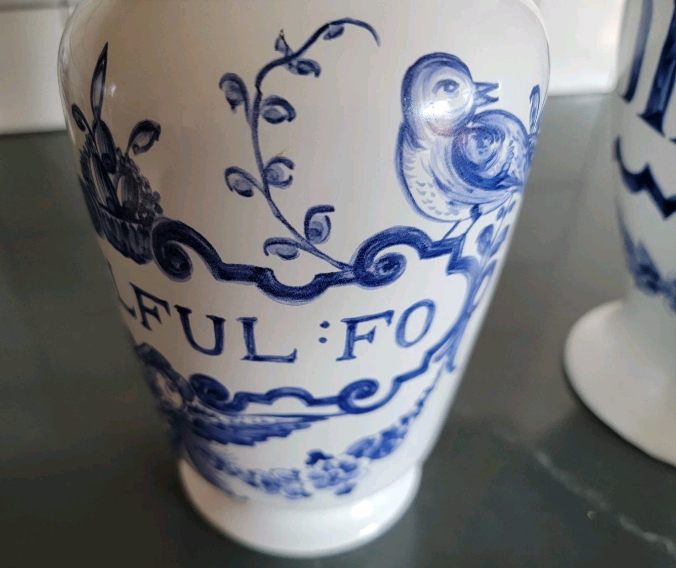 2 Vintage Lilly Pharmaceuticals-Apothecary Jar 1989 Blue/White Pottery Portugal