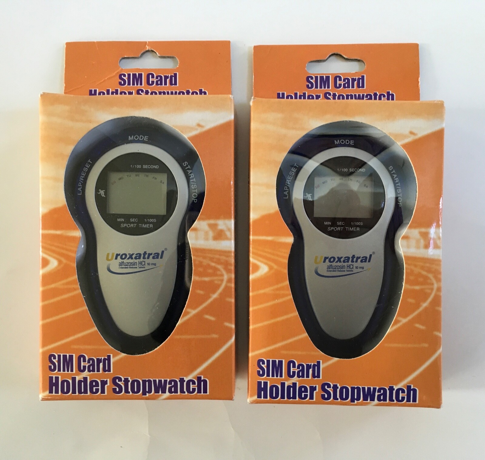 Lot Of 2 Uroxatral Drug Rep Advertising Stopwatch with SIM Card Holder