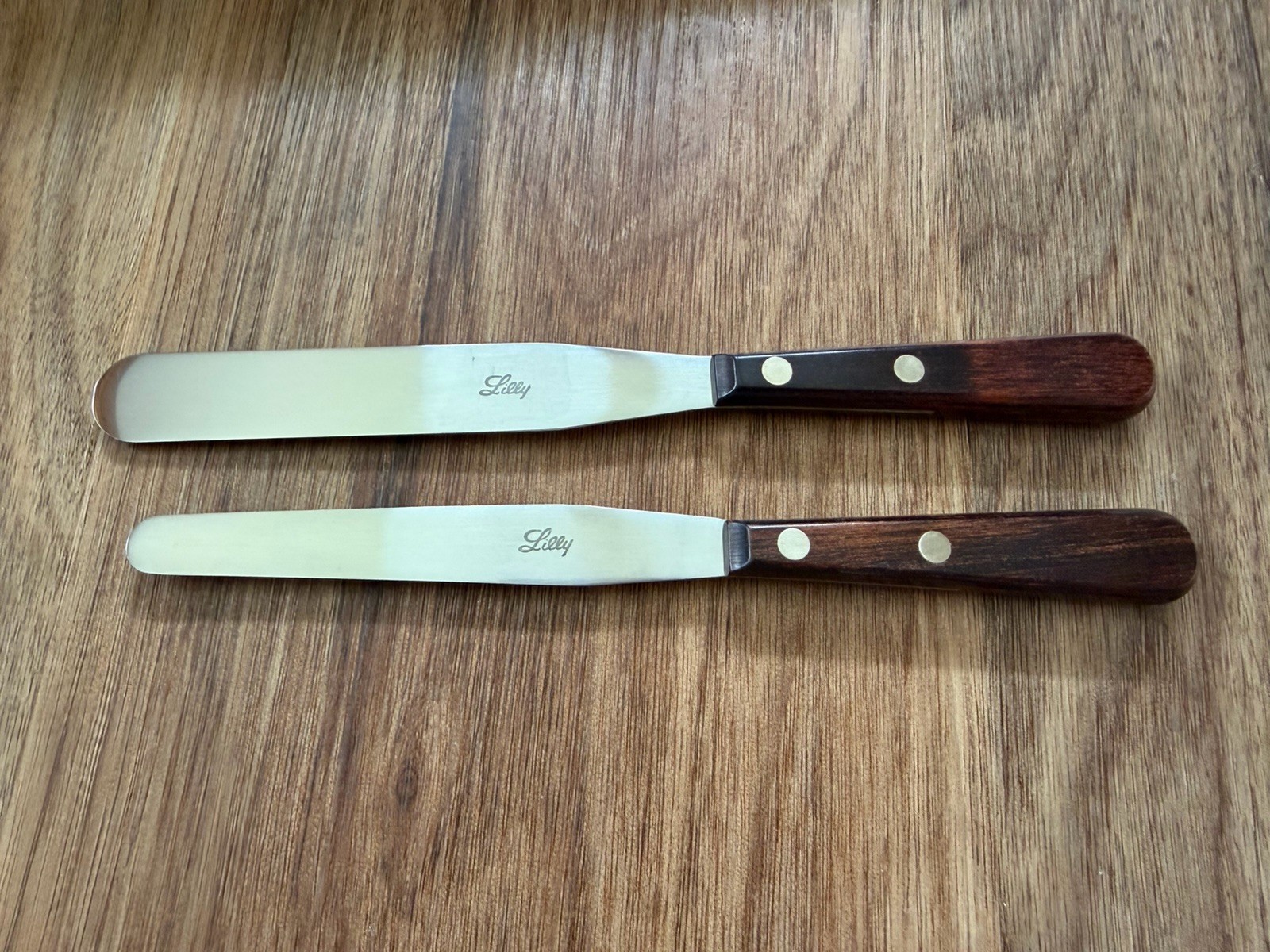Vintage Eli Lilly Pharmacy Spatula Set w/ Original Box Stainless Steel