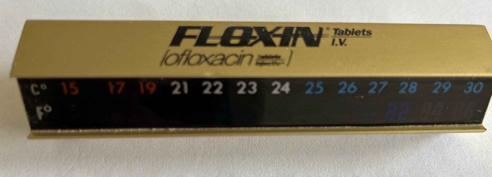 Drug rep Floxin 2 ceramic mugs, paperweight thermometer, canvas laptop bag
