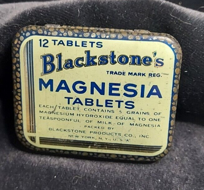 Old Medicine Tin Blackstone’s Magnesia Tablets Blackstone Products New York
