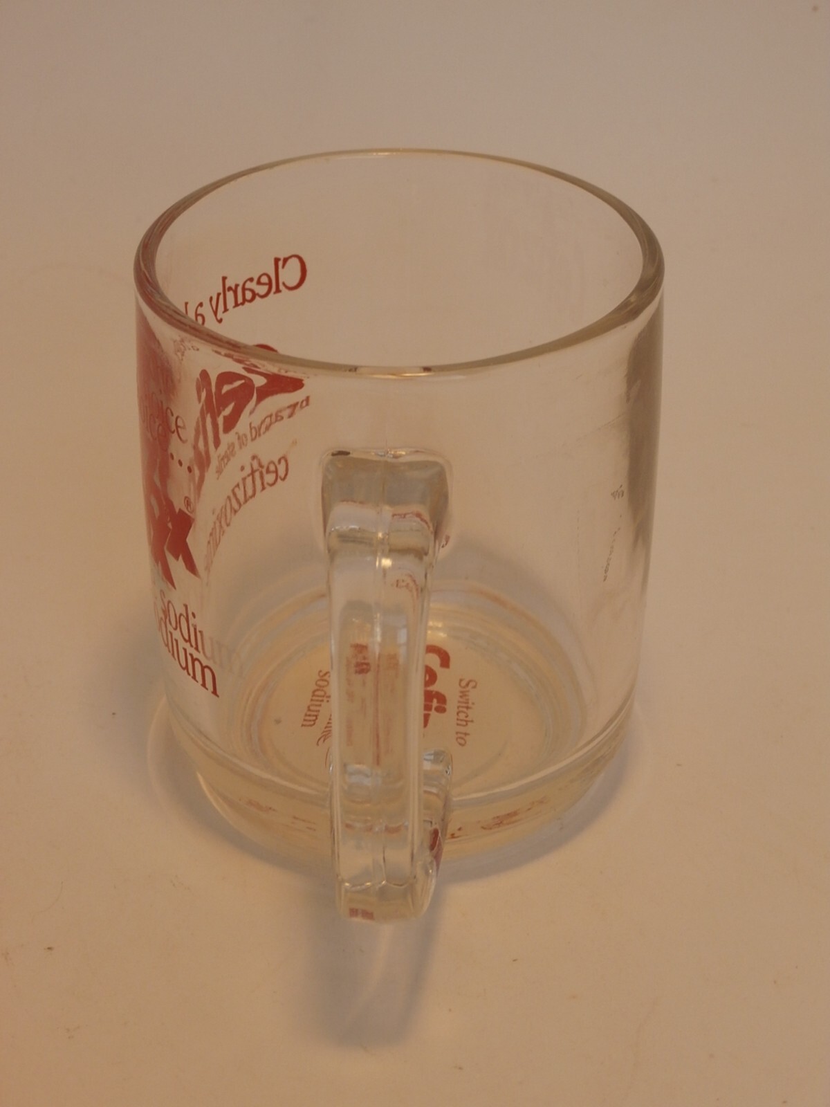 Pharmaceutical Drug Rep Clear Glass w/ Red Letters Coffee Cup CEFIZOX Antibiotic