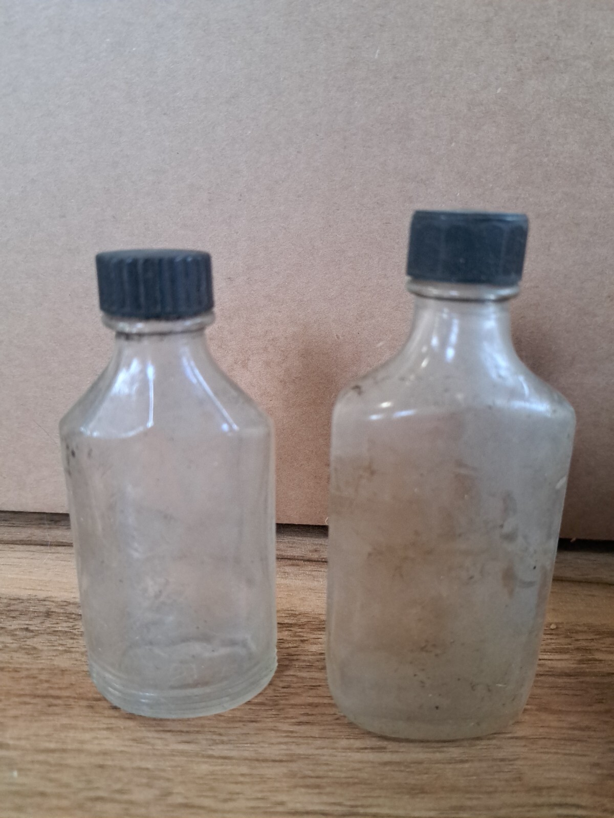vintage apothecary pharmacy bottles clear glass. 4oz and 3oz prescription bottle