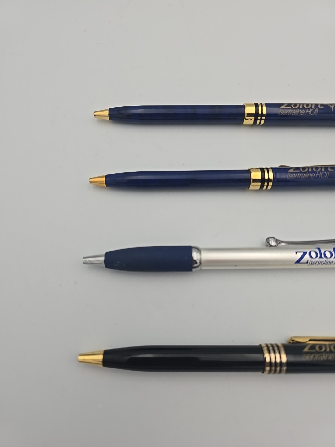 Lot 4 Zoloft Pfizer Heavy Metal Pharmaceutical Drug Rep Pens, Paper, Collectible
