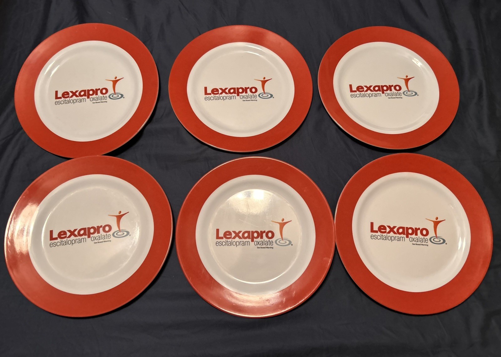 6 RARE LEXAPRO PHARMACEUTICAL MELAMINE PLATES MEDICAL ADVERTISING 10.5″ RX REP