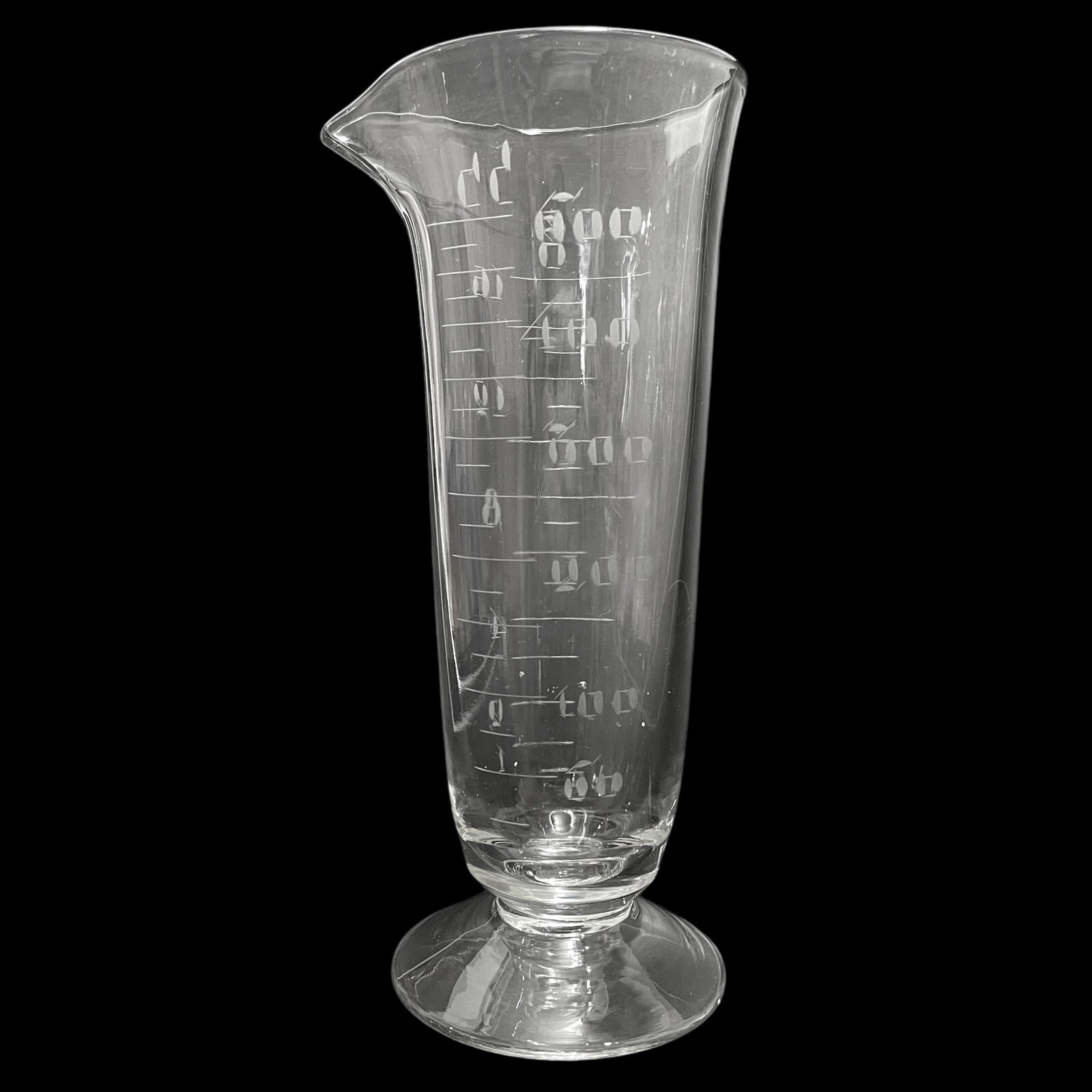 Antique 1900s Whitall Tatum Co Apothecary Glass Beaker – Etched 600cc / 16oz
