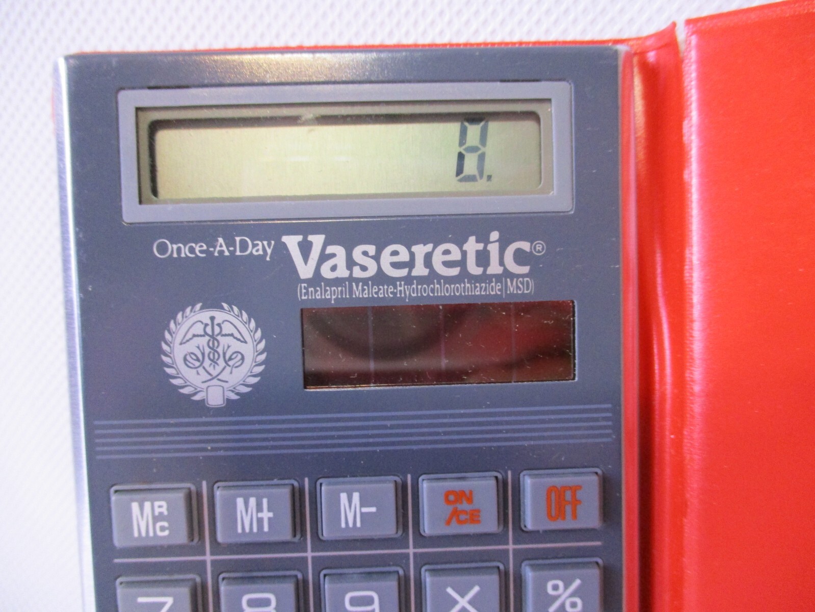 Vaseretic Red Pocket Calculator Pharmaceutical Drug Rep Promo Advertisement LC86