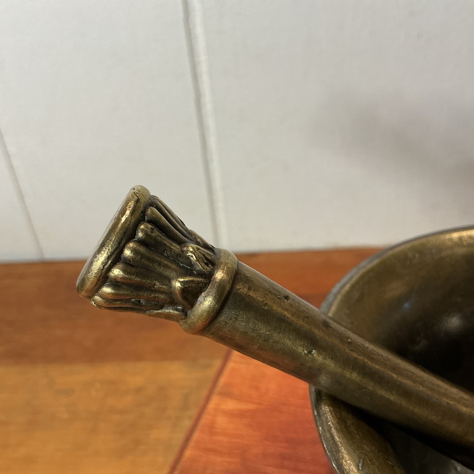 VTG. 1940’s, Mortar And Pestle W/CORICIDIN Embossed, 1 Lbs 11 oz.,2.5”H, 4” Diam