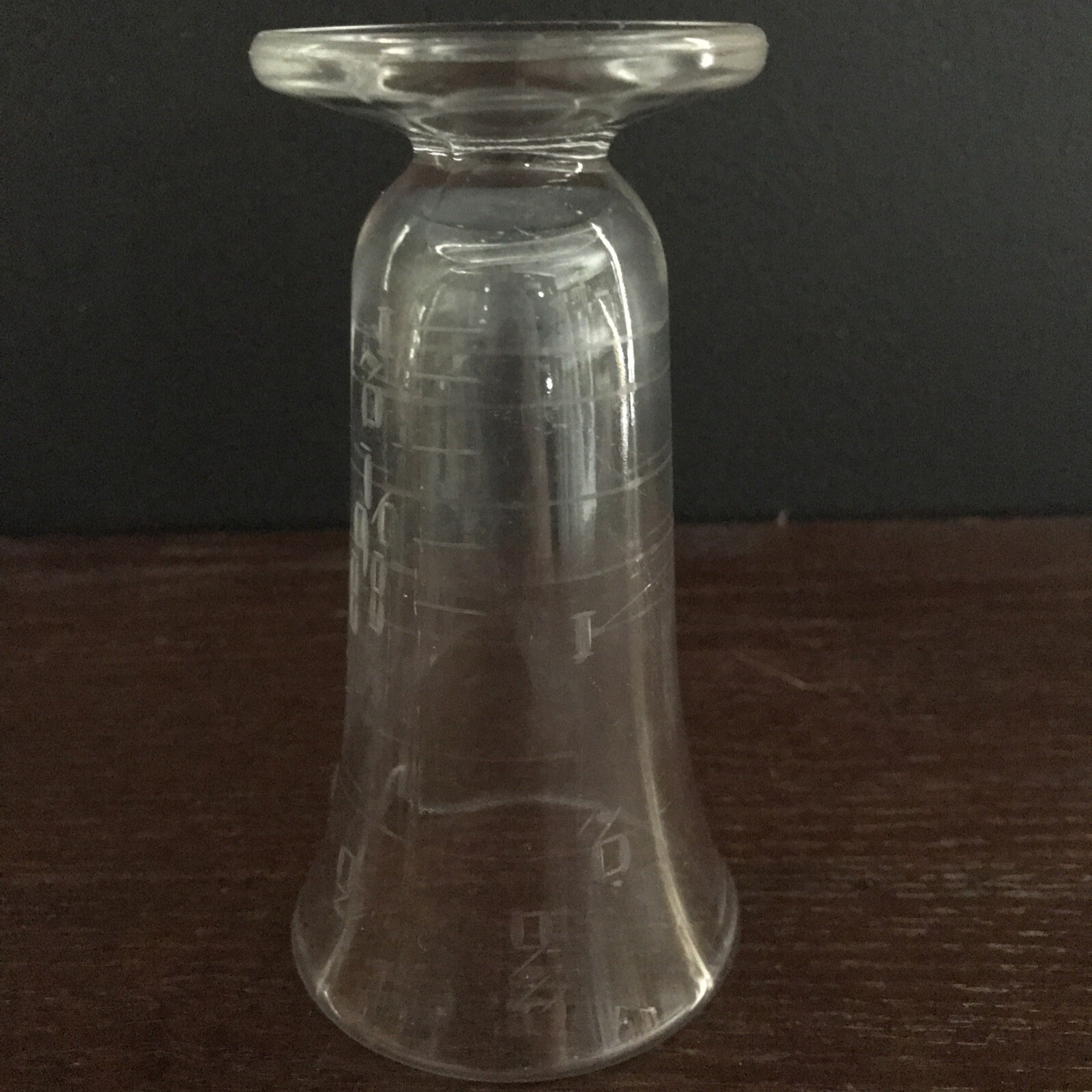 1940’s Mortar Pestle Clear Glass Beaker Apothecary Etched Footed Spout Mixology