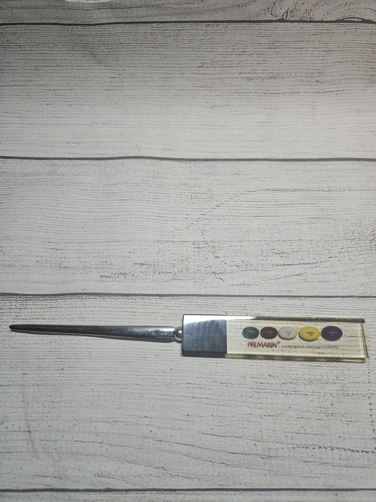 Vintage PREMARIN Drug Advertising Promo Letter Opener 9.5″ – Acrylic/Metal