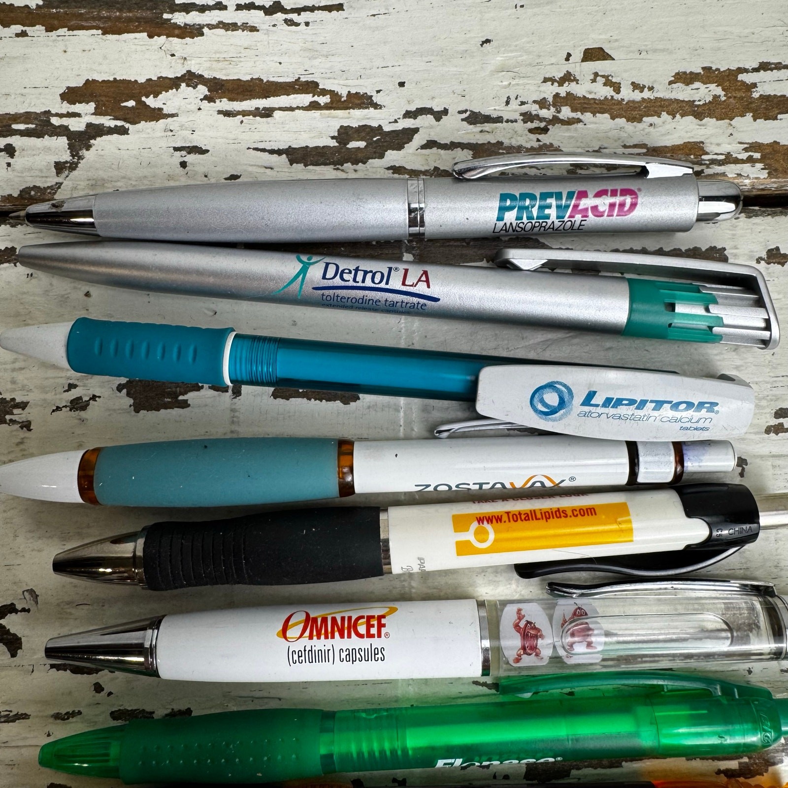 Pharmaceutical Drug Rep Pen Lot Bundle of 8 Ink Pens Flonase Detrol Prevacid