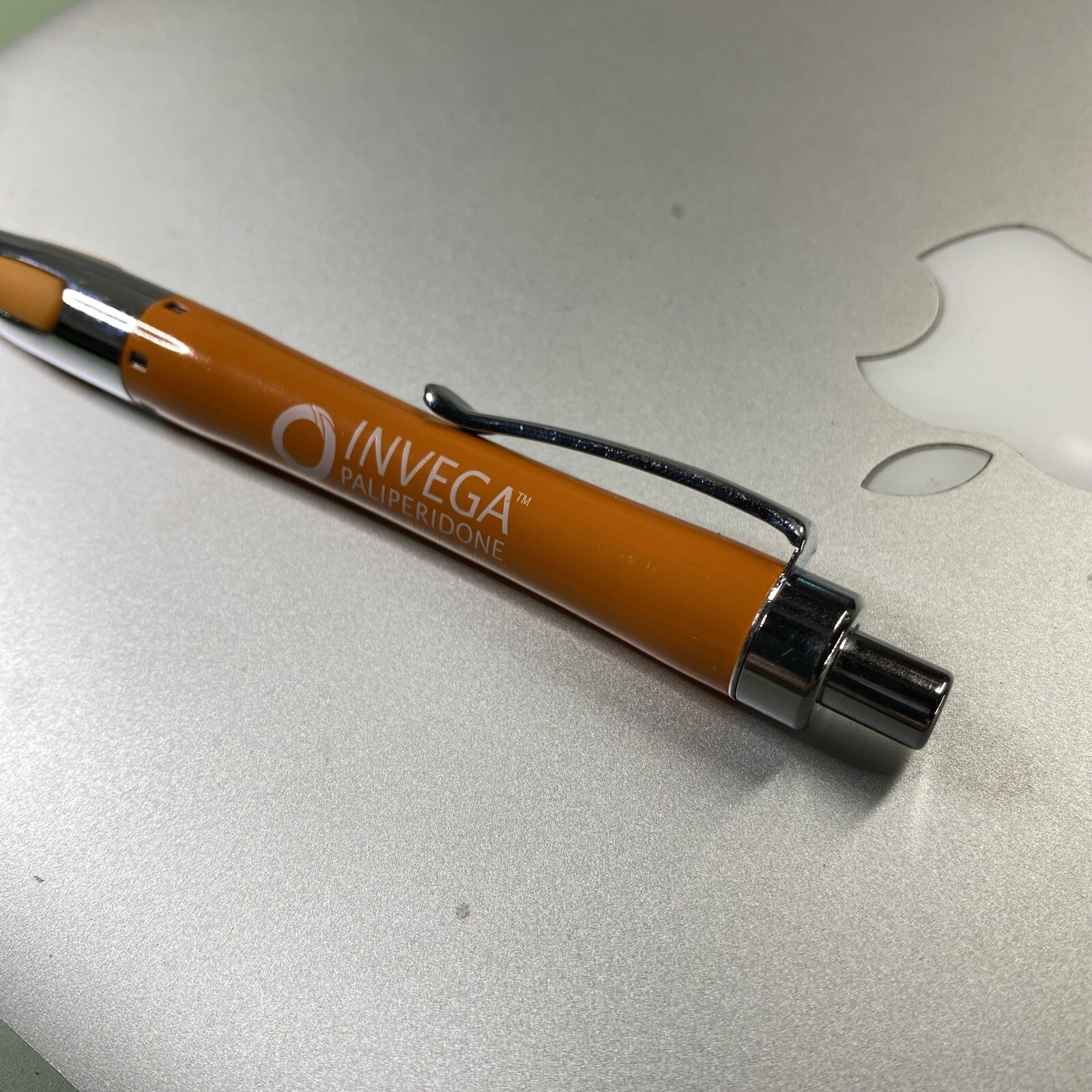 Pharma Rep Invega Orange Heavy Pen Vintage – Needs Refill- Ink Is Dry -Rare HTF