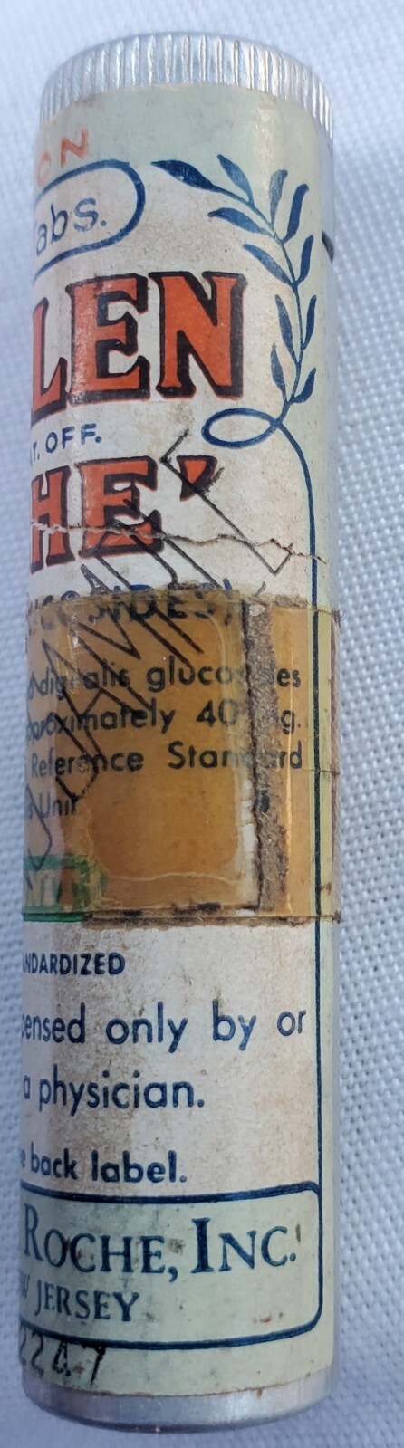 Vintage Digalen Digitalis Glucosides Medicine Tube Tin Sample Hoffmann La Roche