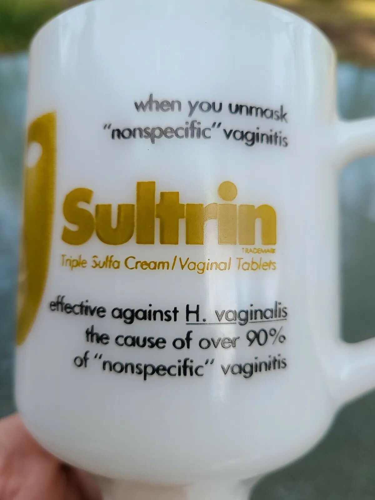 Vintage 1980’s Pharmaceutical Marketing Mug “SULTRIN” Triple Sulfa Vaginal Cream