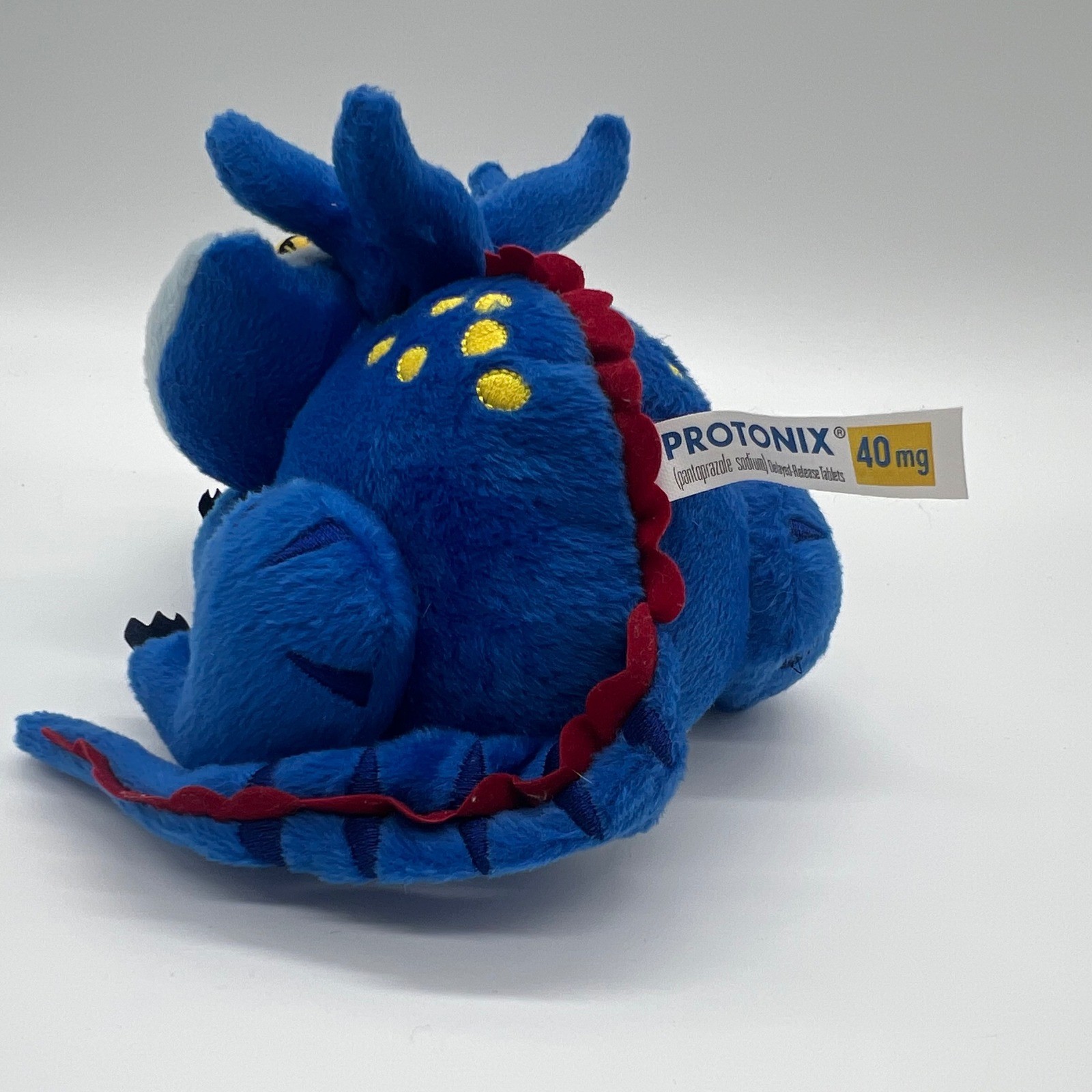 Protonix Pharmaceutical Promo Plush Dragon Mascot Blue 40mg Advertising Toy