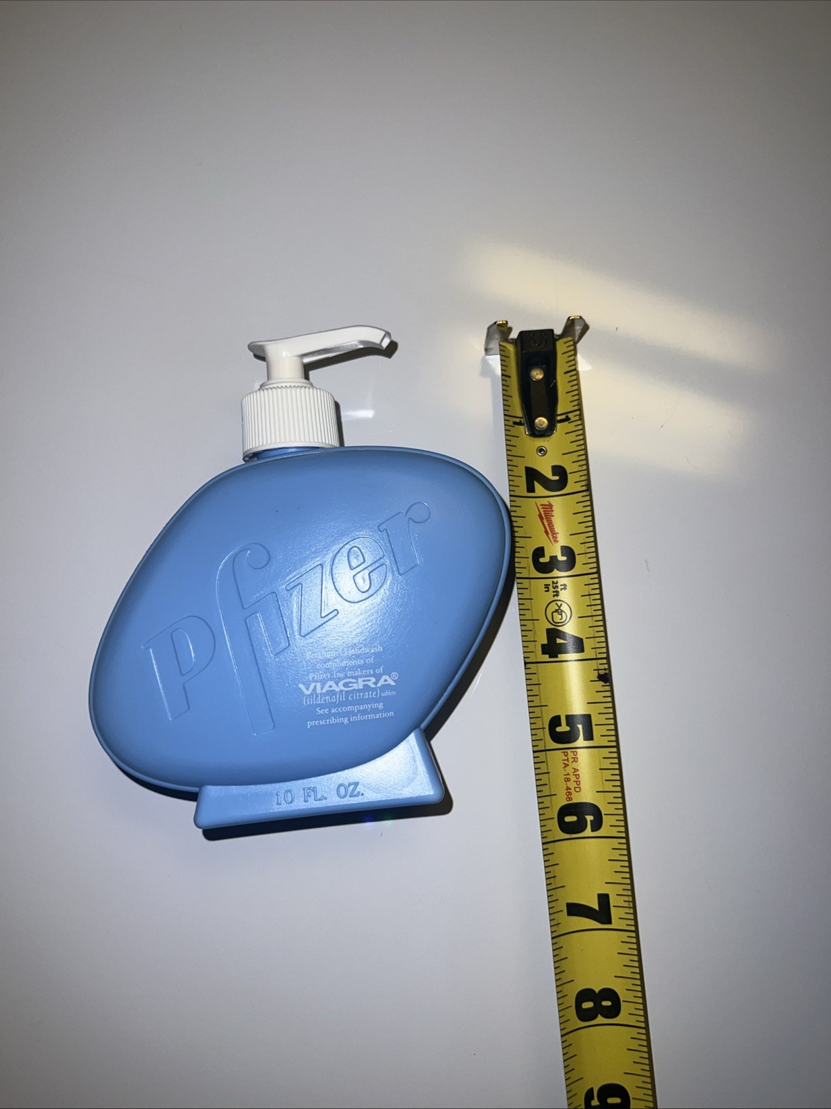 New! Pfizer Viagra Soap Dispenser Plastic 10oz Bottle Pharmaceutical Blue Pill!