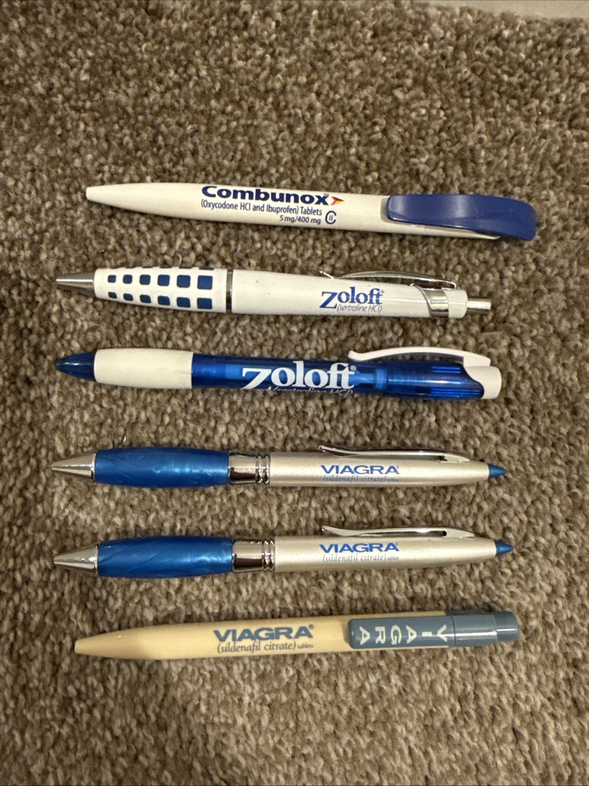 Viagra Combunox Zoloft PENS Drug Rep Pharmaceutical Promo Lot of 6