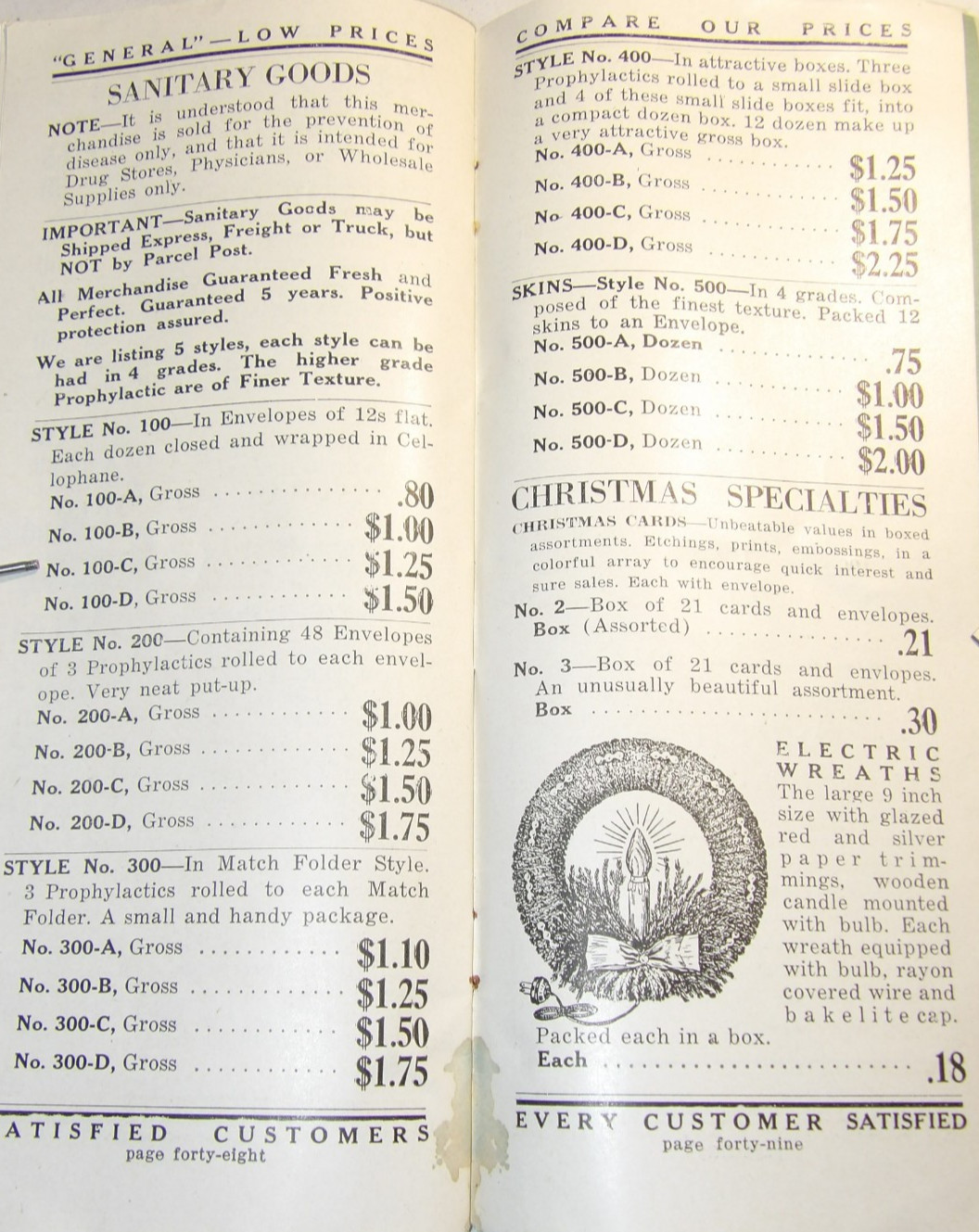 VTG 1930s DRUG STORE WHOLESALE CATALOG! DEPRESSION PRICES! CONDOMS/SHAVING/MEDS!