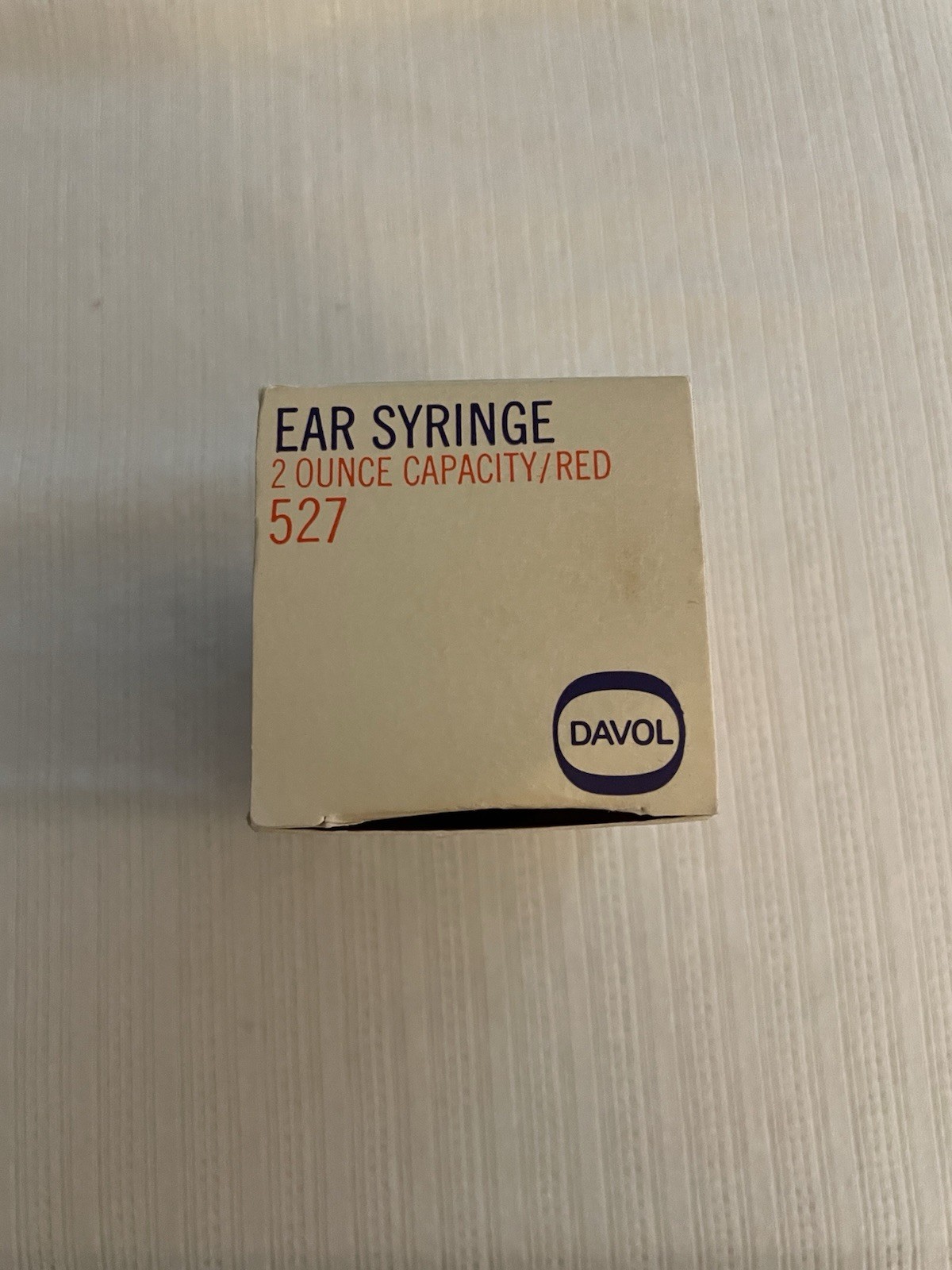 Vintage Davol Reusable Rubber Ear Syringe 2 oz Red original box, MPN 527