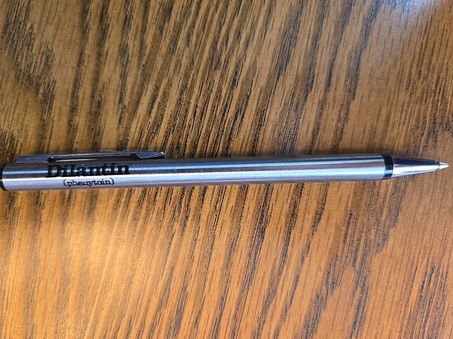 Dilantin Thin Silver Metal PEN Pharmaceutical Drug Rep Promo Vintage