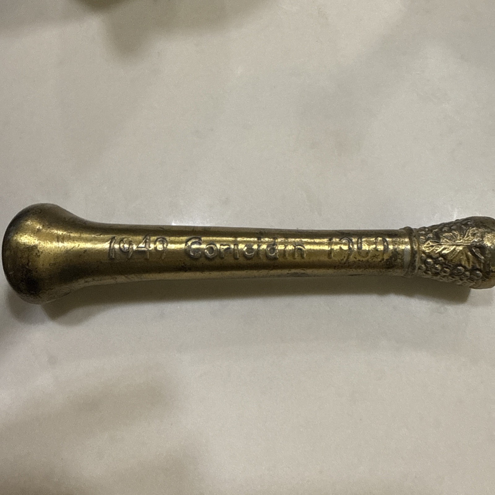 Brass 5” Mortar & Pestle Coricidin Advertising- Honoring Pharmacy Fraternities