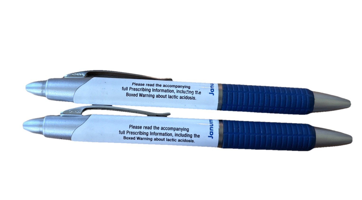 Janumet Pharmaceutical Promotional Drug Rep Pens Blue & White Lot of 2 Promo