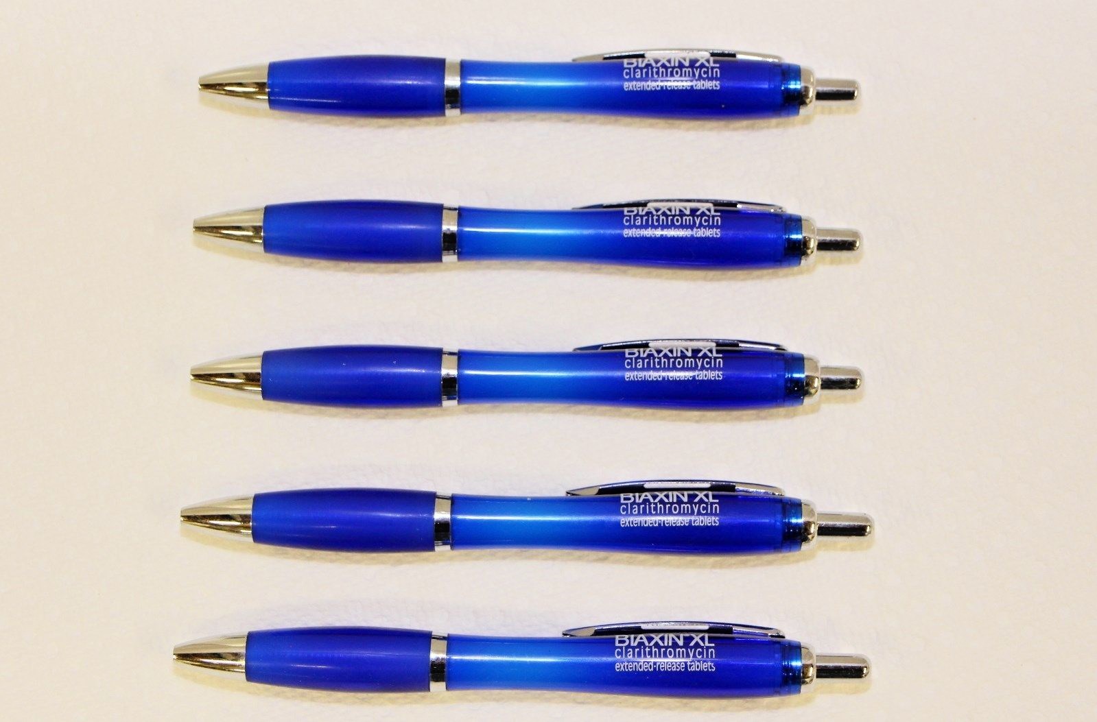 5 Pharmaceutical Biaxin XL Blue Hourglass Barrel Smooth Writers