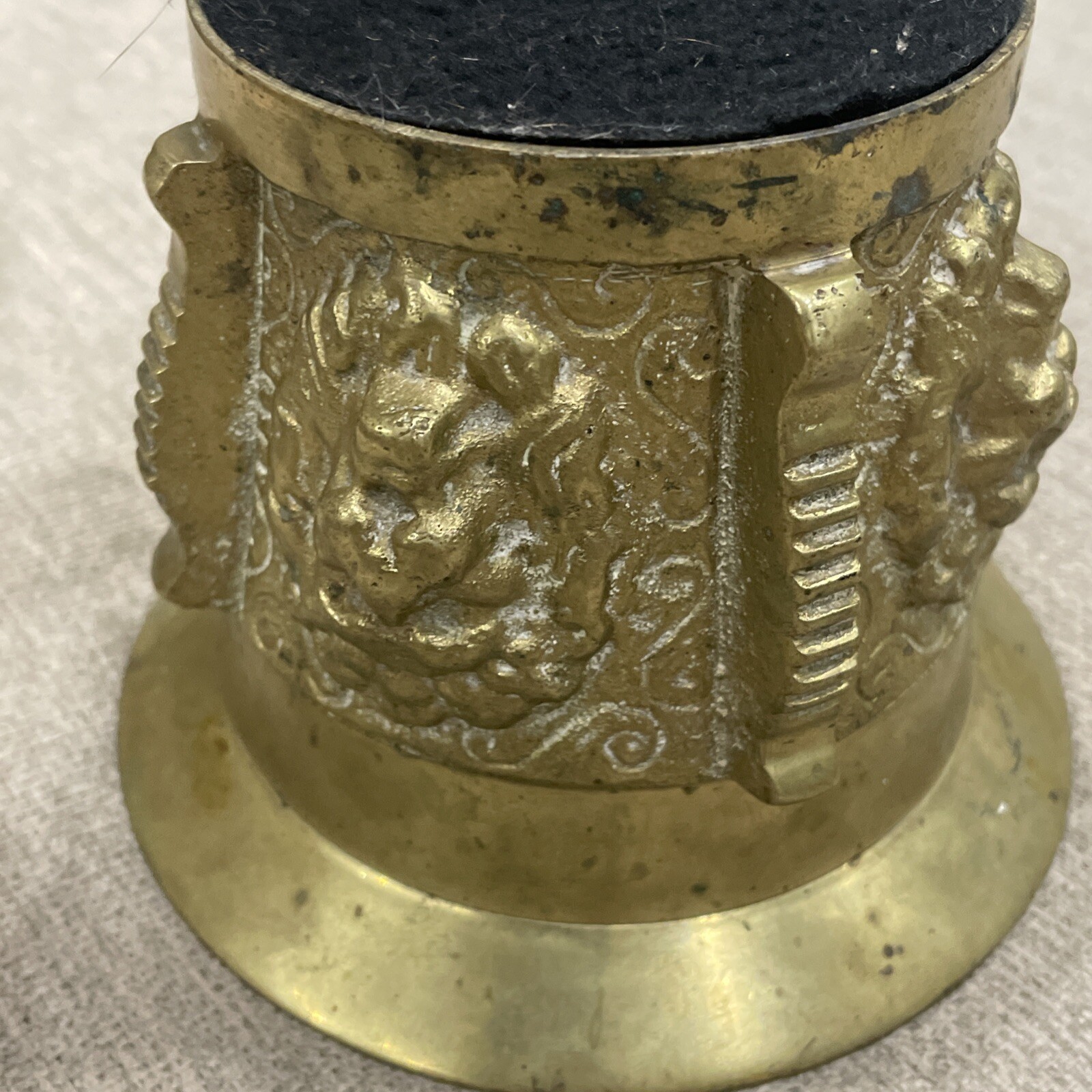 Vintage Brass Mortar Heavy Pharmaceutical Apothecary Ornate Lions Head