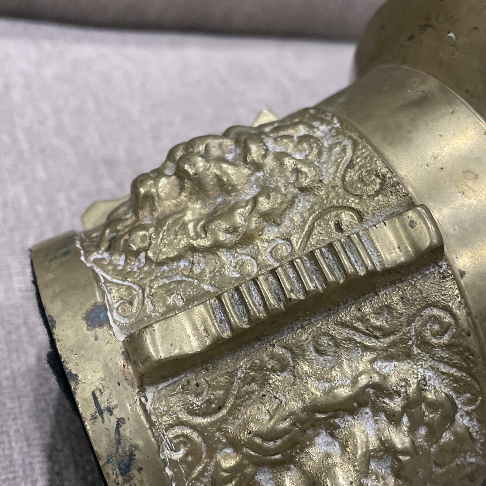 Vintage Brass Mortar Heavy Pharmaceutical Apothecary Ornate Lions Head