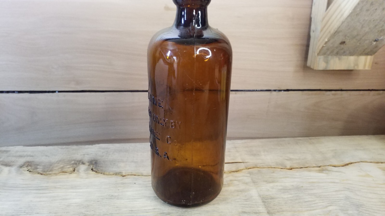 Vintage Brown Chemical Bottle LIQUOZONE MFD. BY THE LIQUOZONE CO. CHICAGO US