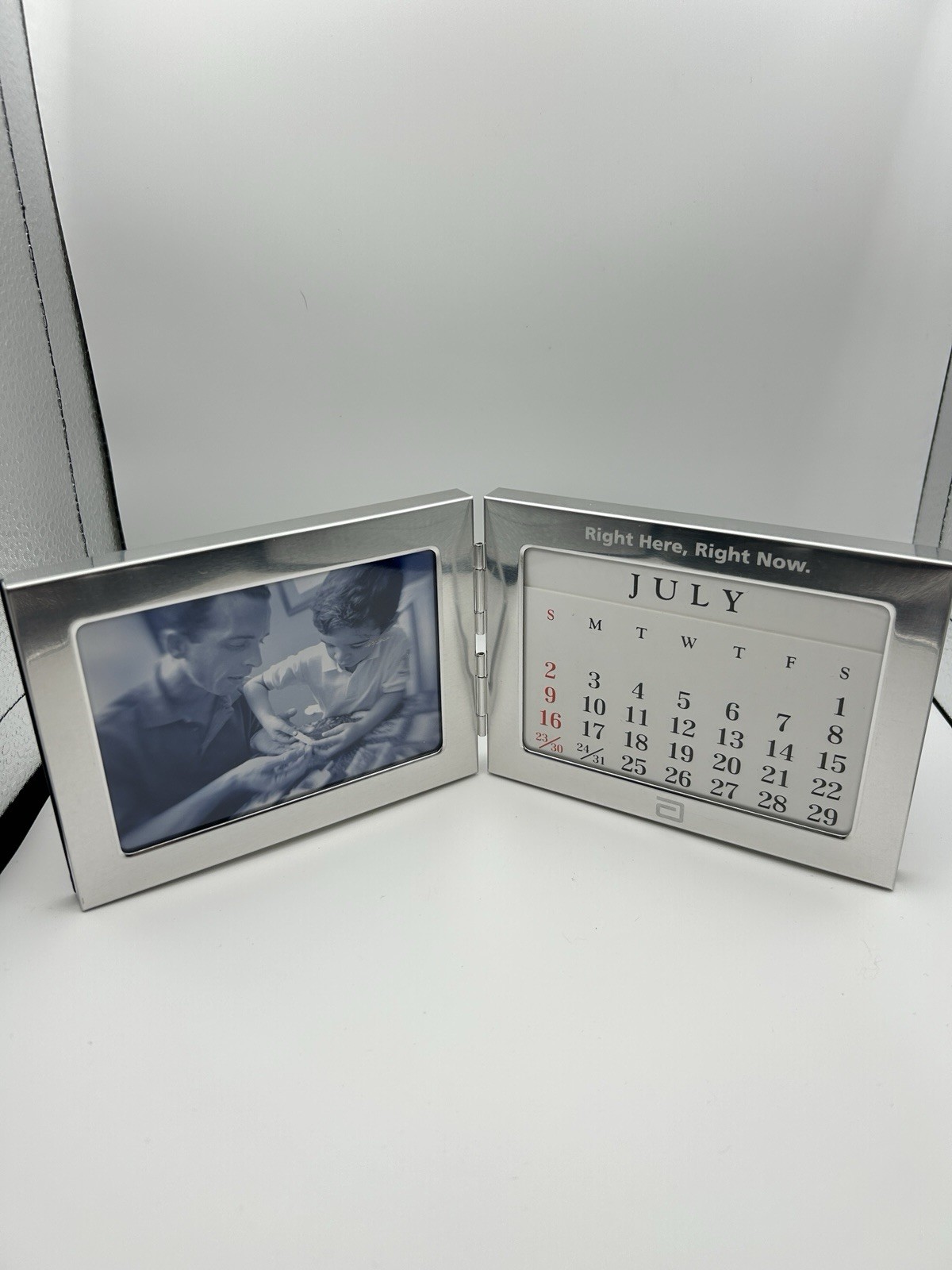 Drug Rep Metal Perpetual Calendar Photo Frame ‘Right Here Right Now’ Abbott Labs
