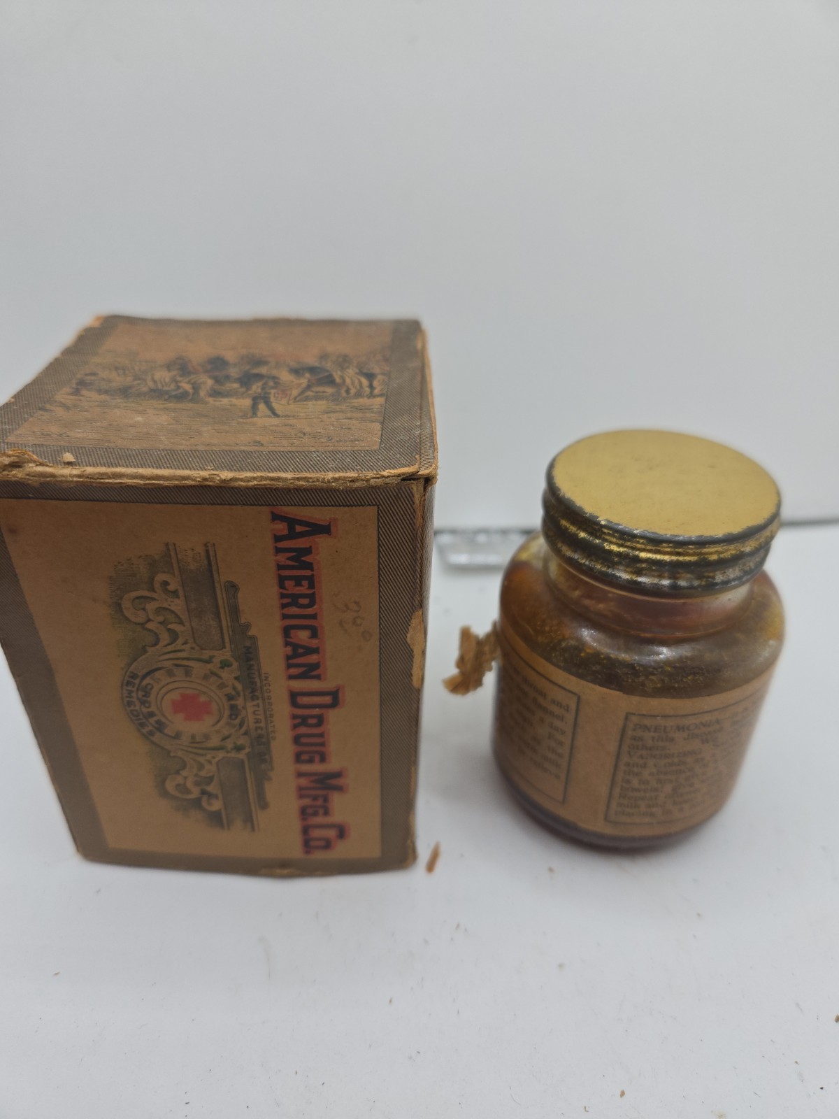 Vintage Red Cross Vaporizing Salve Original Box Amd Jar With Contents..