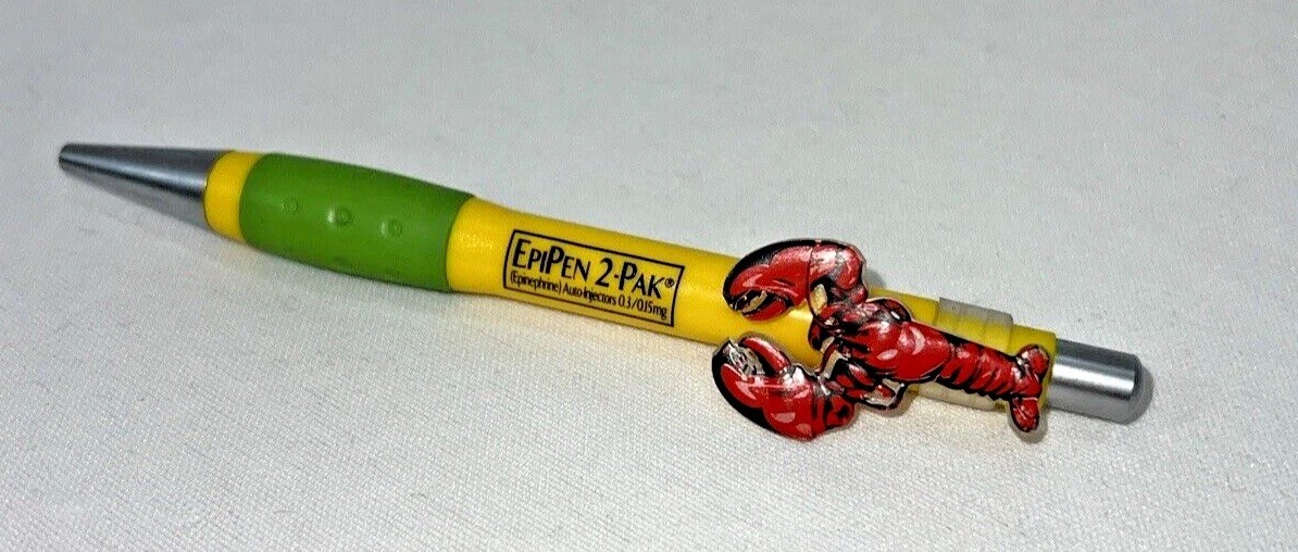 LOBSTER EpiPen Drug Rep Collectible Pharmaceutical Clicker Pen Red Pocket Clip