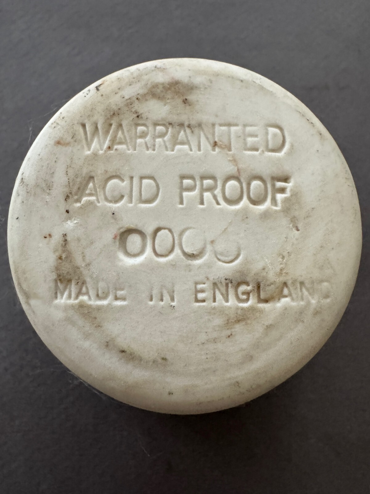 WARRANTED ACID-PROOF UNGLAZED WHITE CERAMIC MORTAR MADE IN ENGLAND VTG