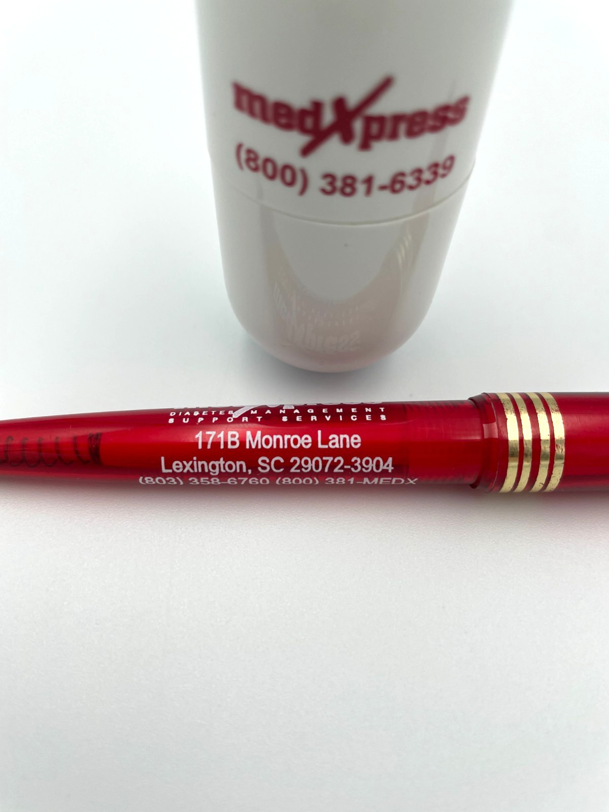 VTG MedXpress Capsule Highlighter with Red & Gold Ballpoint Drug Rep Promo Pen