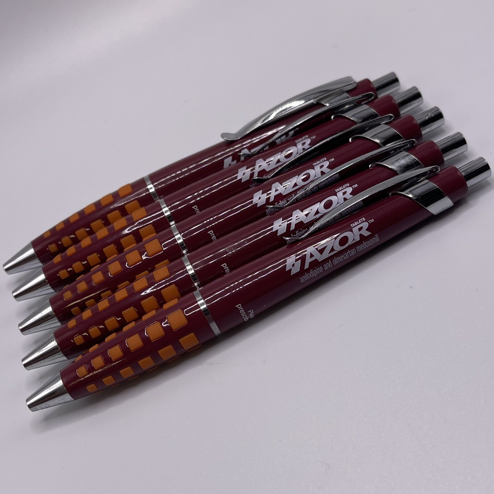 AZOR Drug Rep Doctors Pharmaceutical Promo Advertising Heavy Metal Pen Lot Of 5