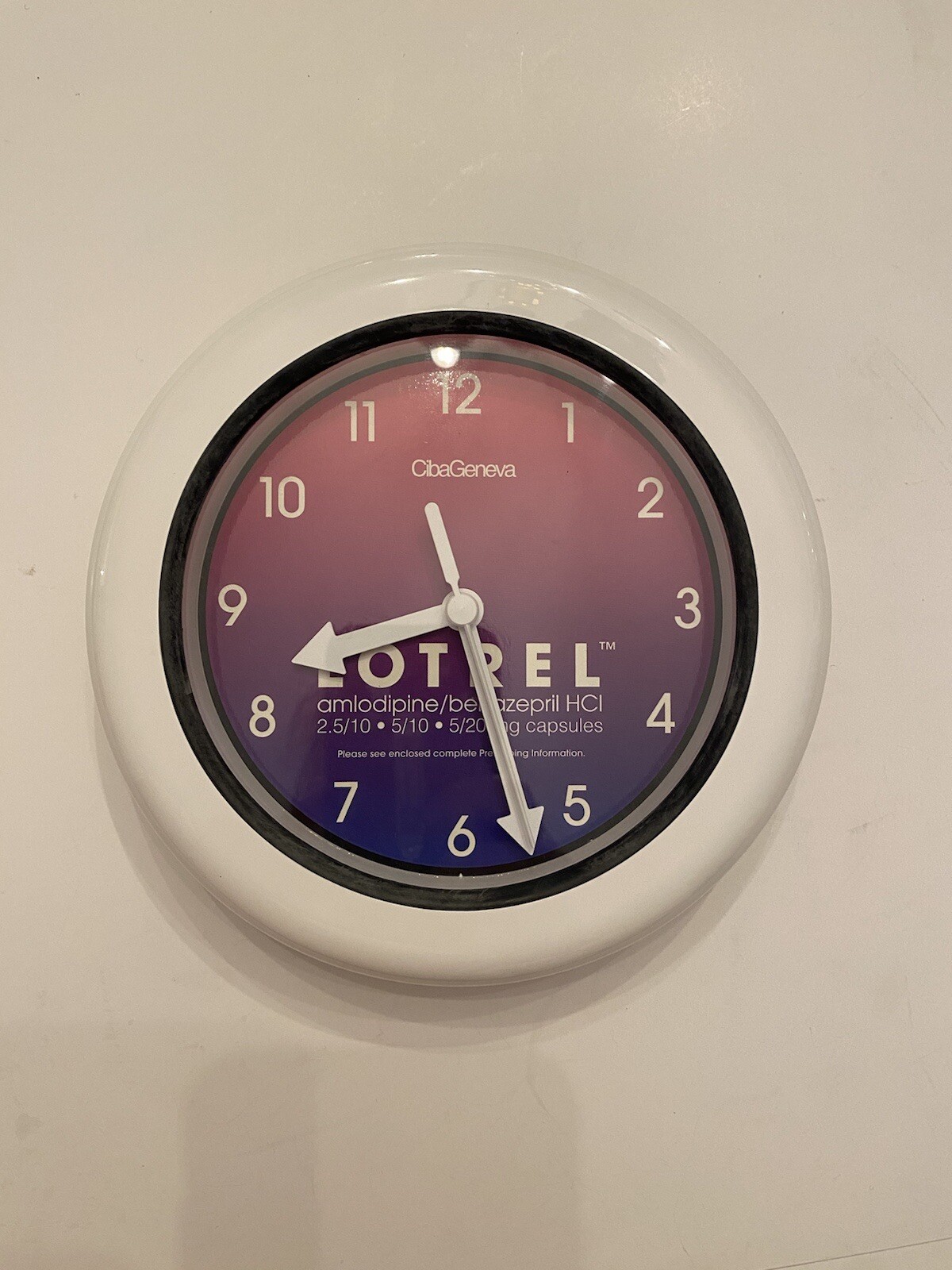 Lotrel Hanging Wall Clock Promotional Pharmaceutical Advertising Drug Sale Rep