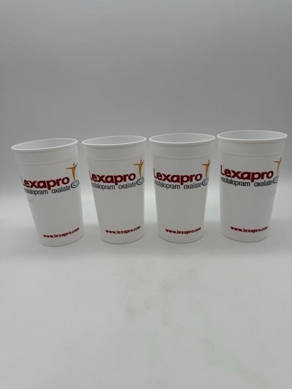 Lexapro Pharmaceutical RX Rep Promotional Plastic Drinking Cups Set of 4