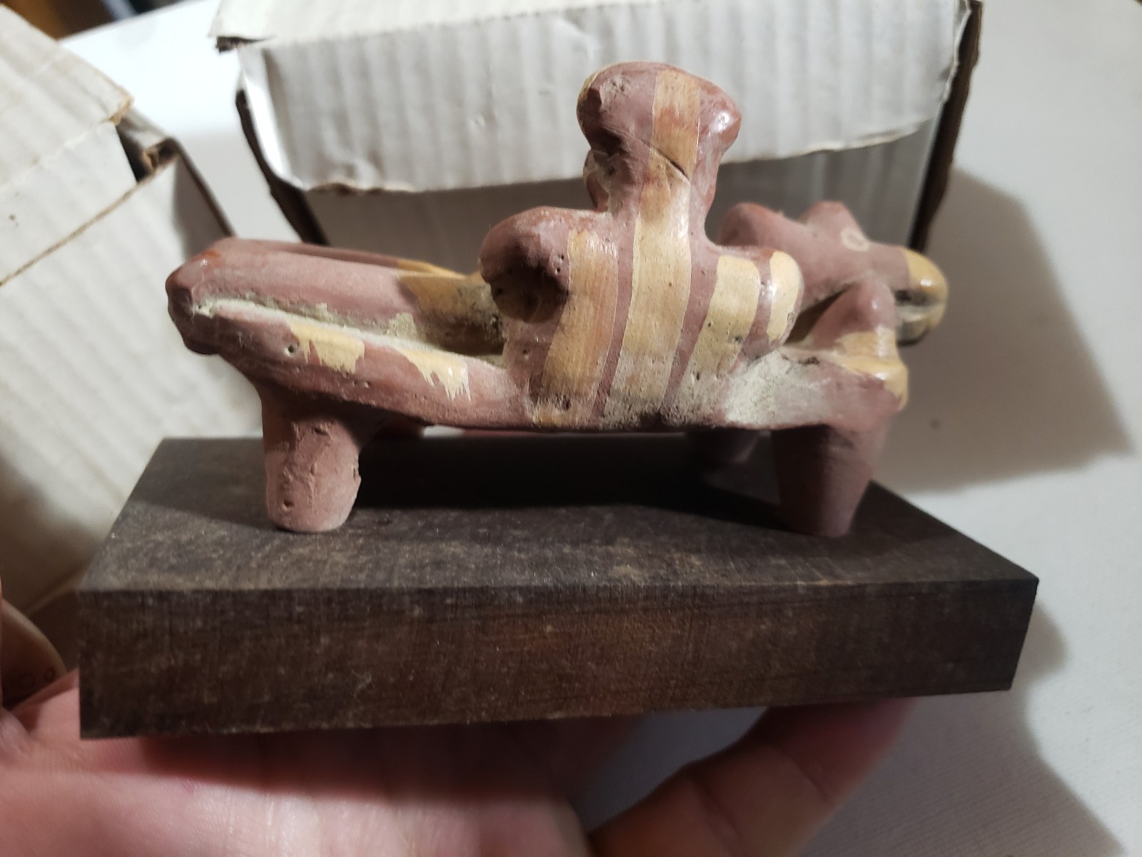 2 Pottery Mayan Figure Schering Pharmaceutical Figures Advertising 1960s w/Box
