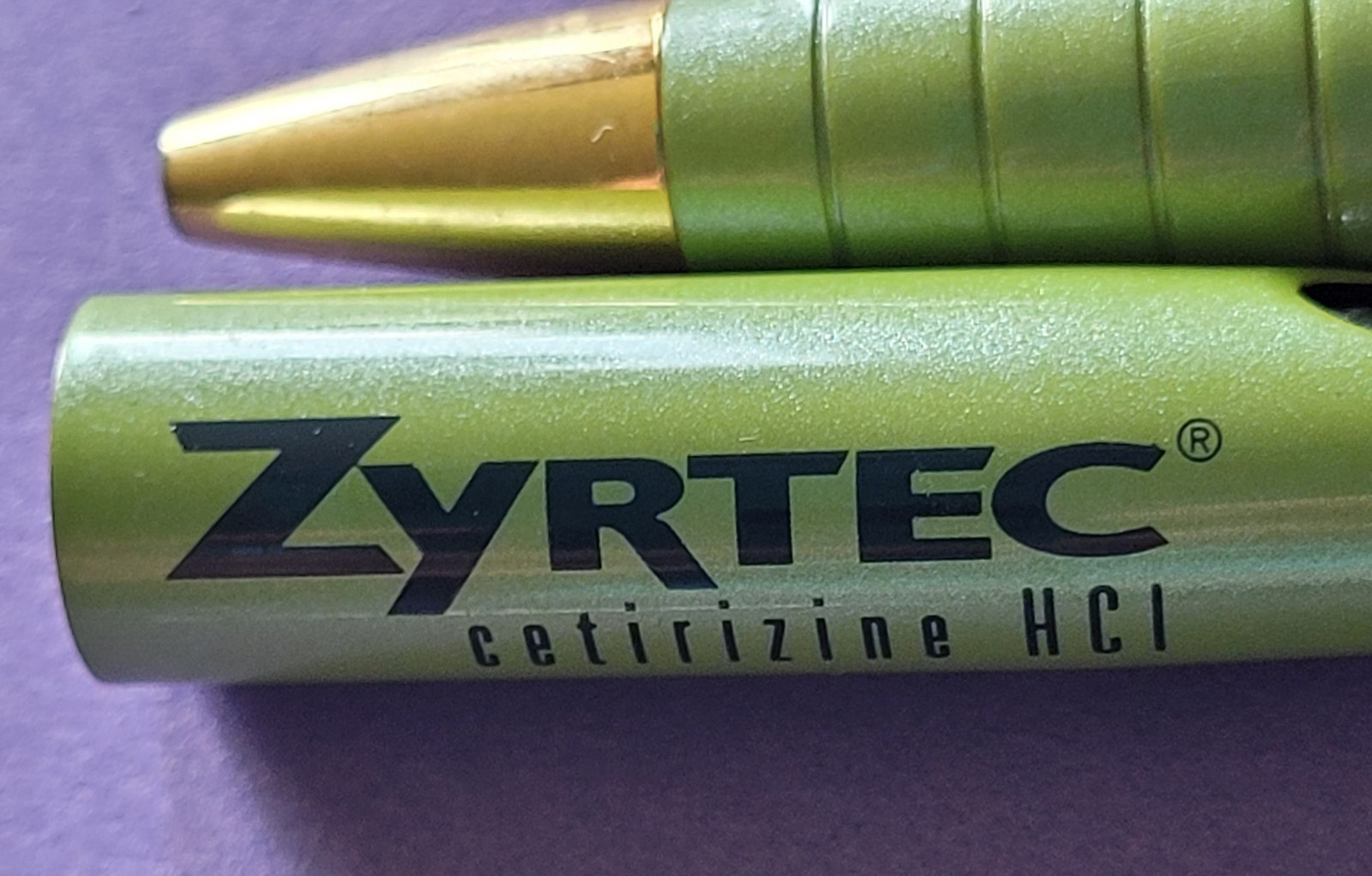 Zyrtec Cetirizine HCL Ballpoint Pen Pharmaceutical Black Ink Green Barrel Works