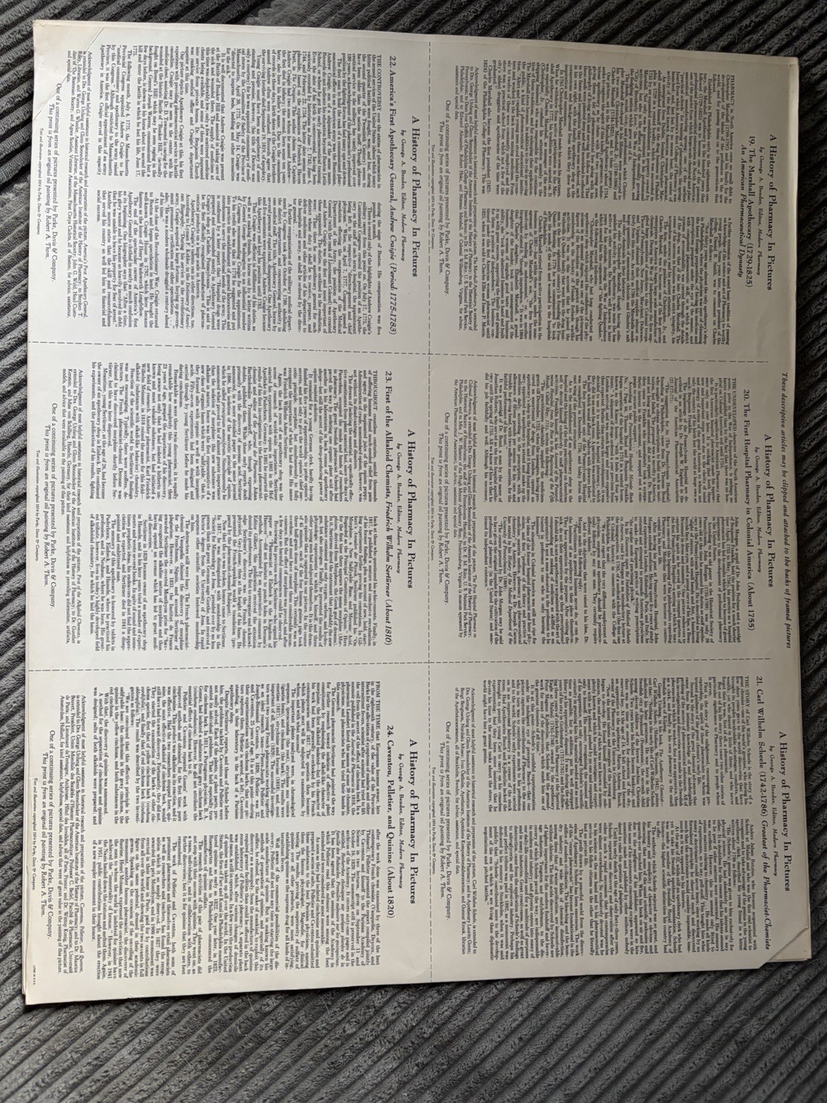 A History Of Pharmacy In Pictures by Parke Davis Set of 40 Prints 1957